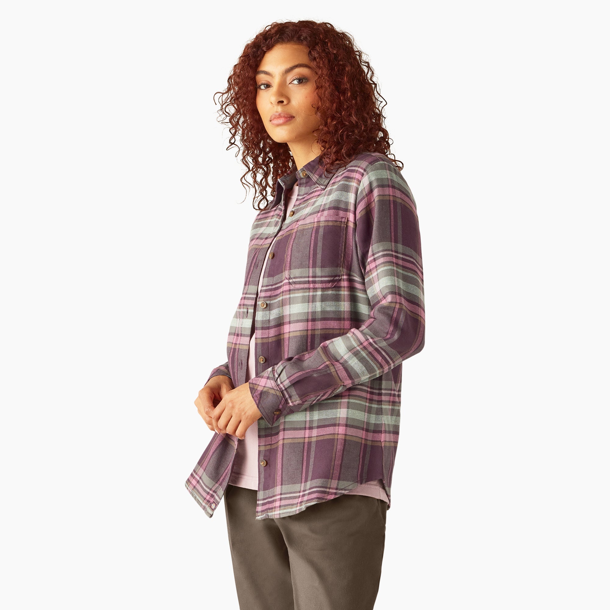 Women's Plaid Flannel Long Sleeve Shirt