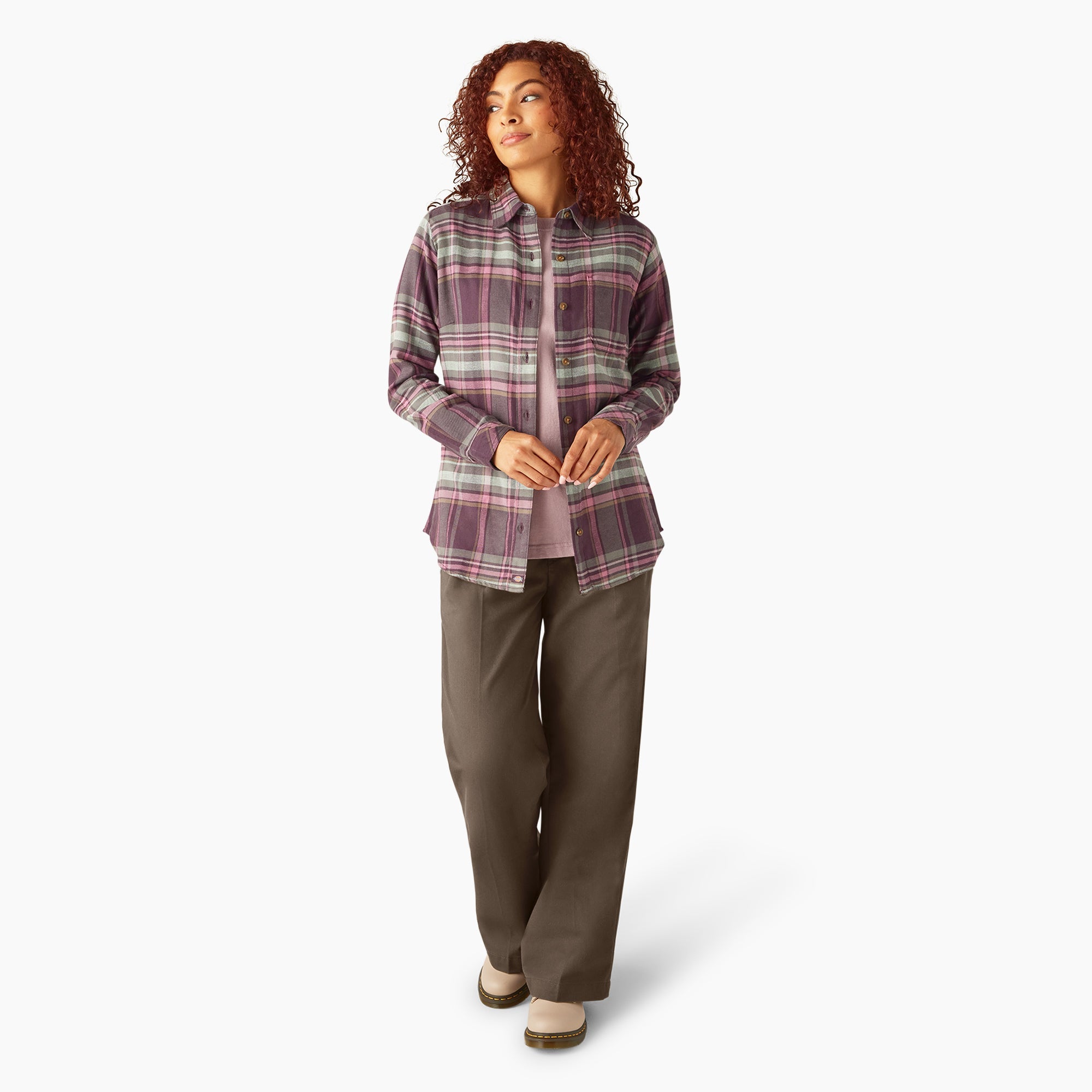Women's Plaid Flannel Long Sleeve Shirt
