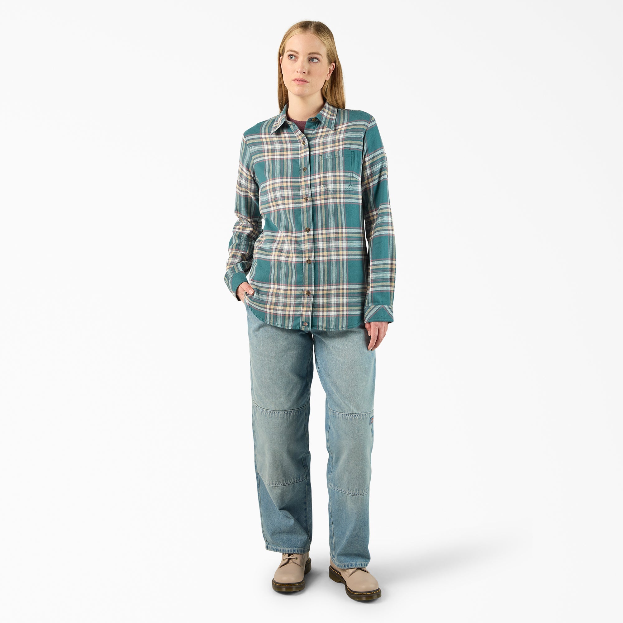 Women's Plaid Flannel Long Sleeve Shirt
