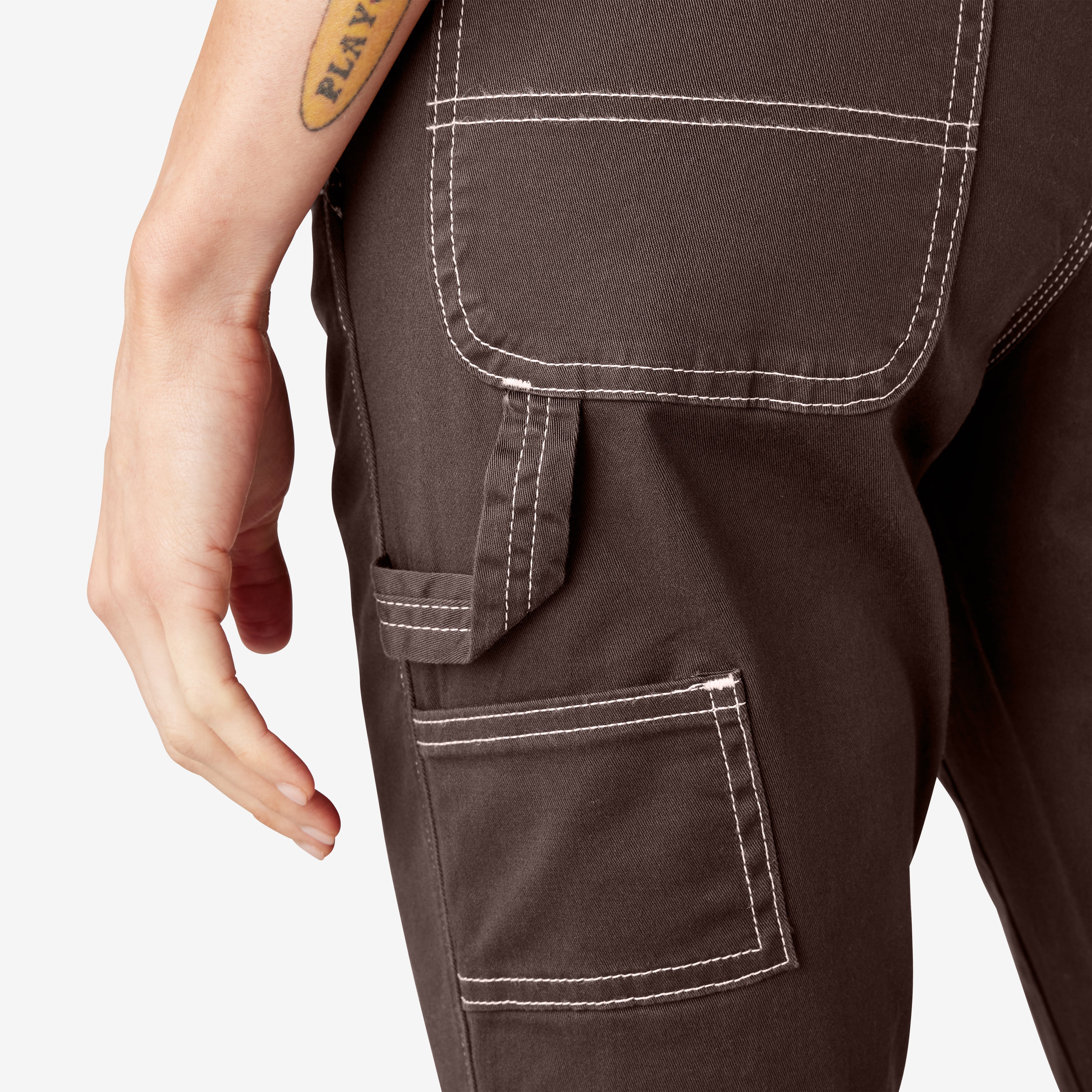Women's Slim Straight Fit Roll Hem Carpenter Pants