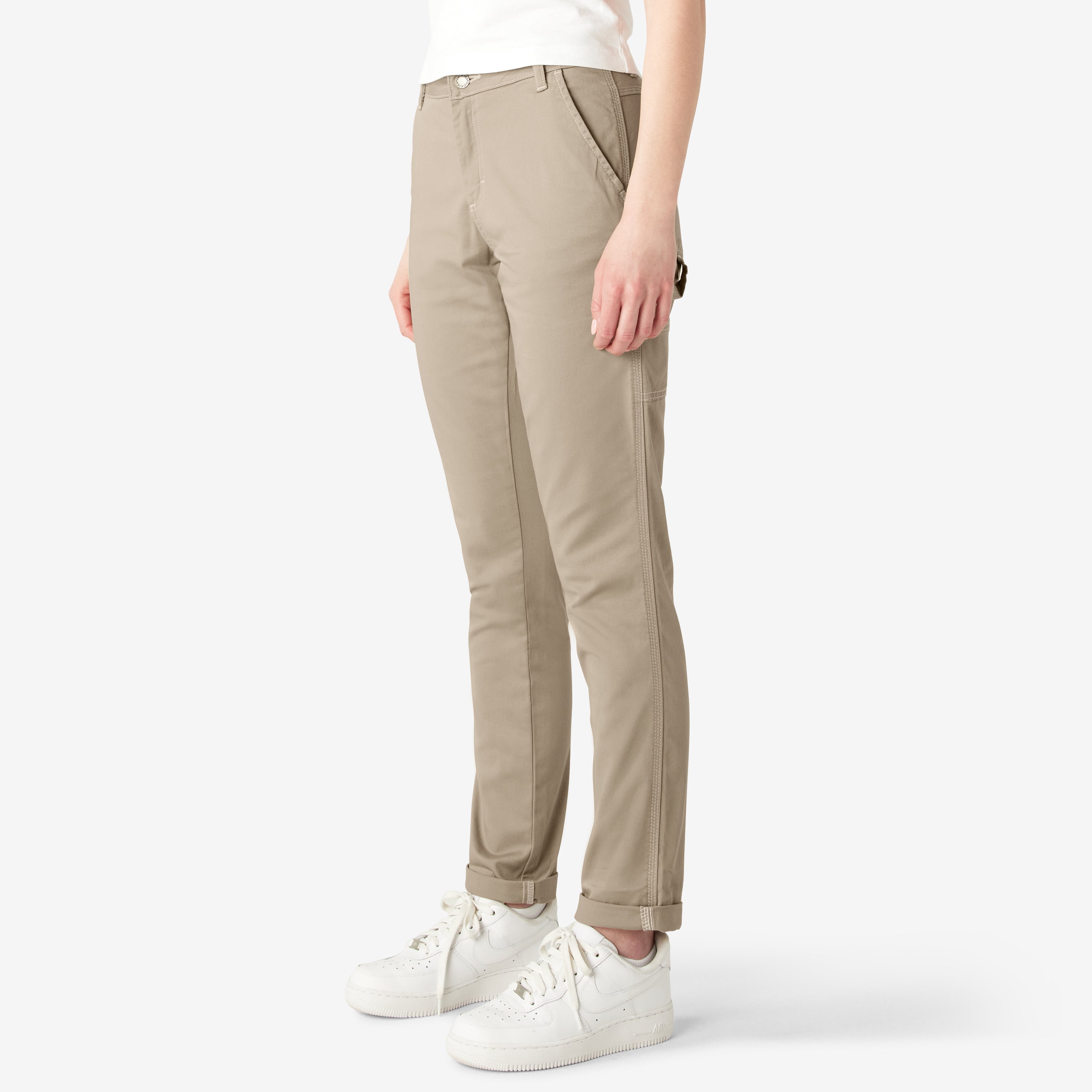 Women's Slim Straight Fit Roll Hem Carpenter Pants