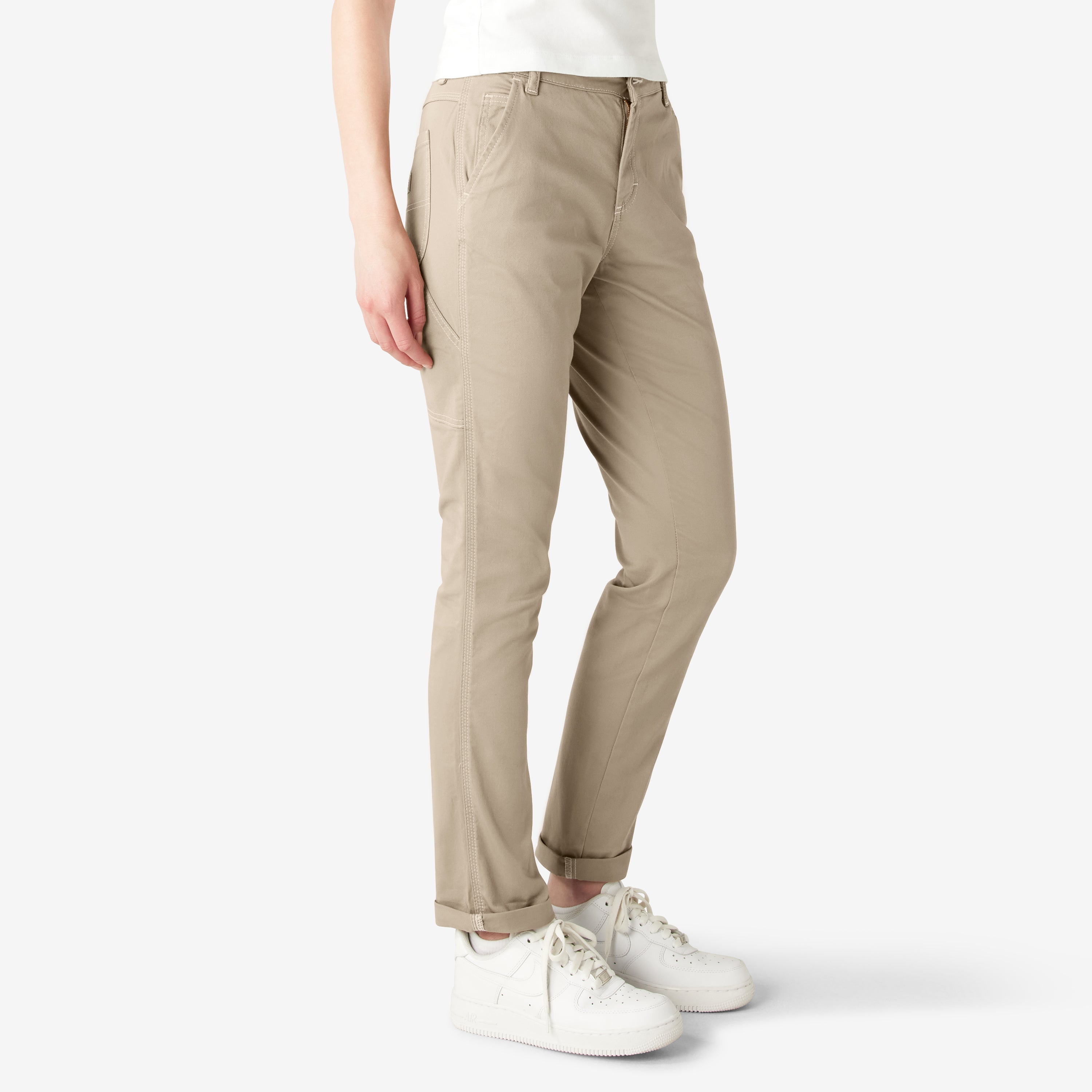 Women's Slim Straight Fit Roll Hem Carpenter Pants