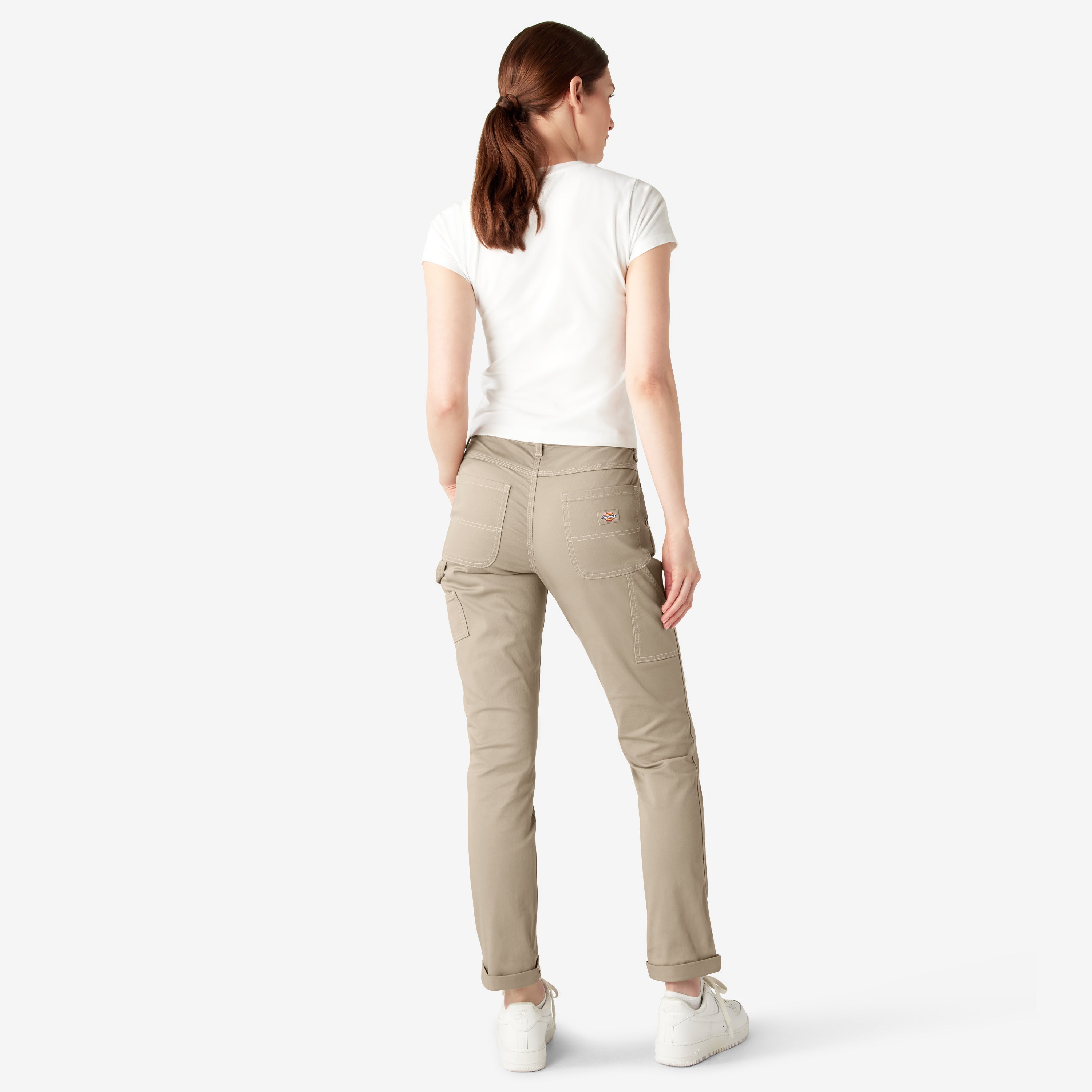 Women's Slim Straight Fit Roll Hem Carpenter Pants