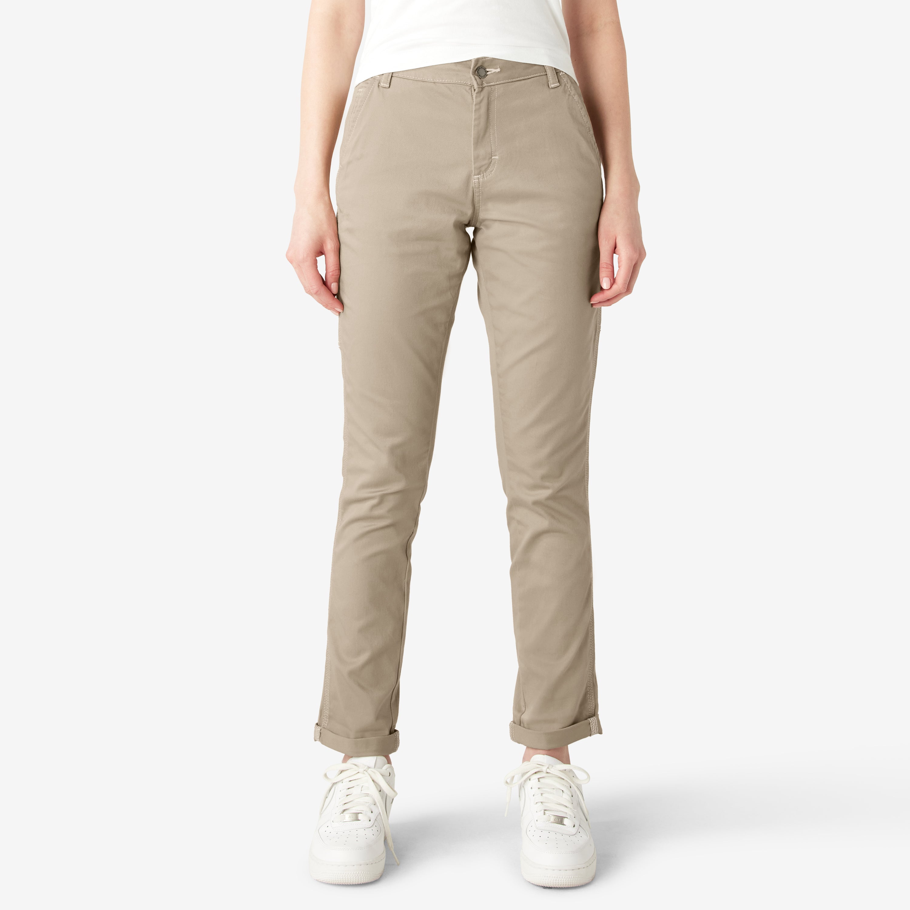 Women's Slim Straight Fit Roll Hem Carpenter Pants