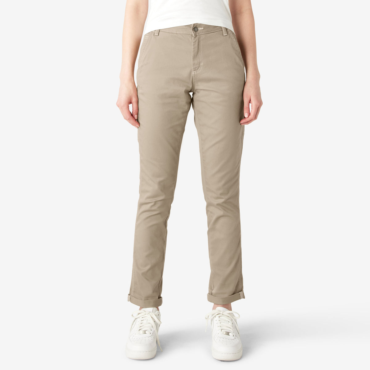 Women's Slim Straight Fit Roll Hem Carpenter Pants