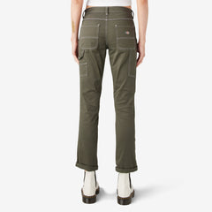 Women's Slim Straight Fit Roll Hem Carpenter Pants