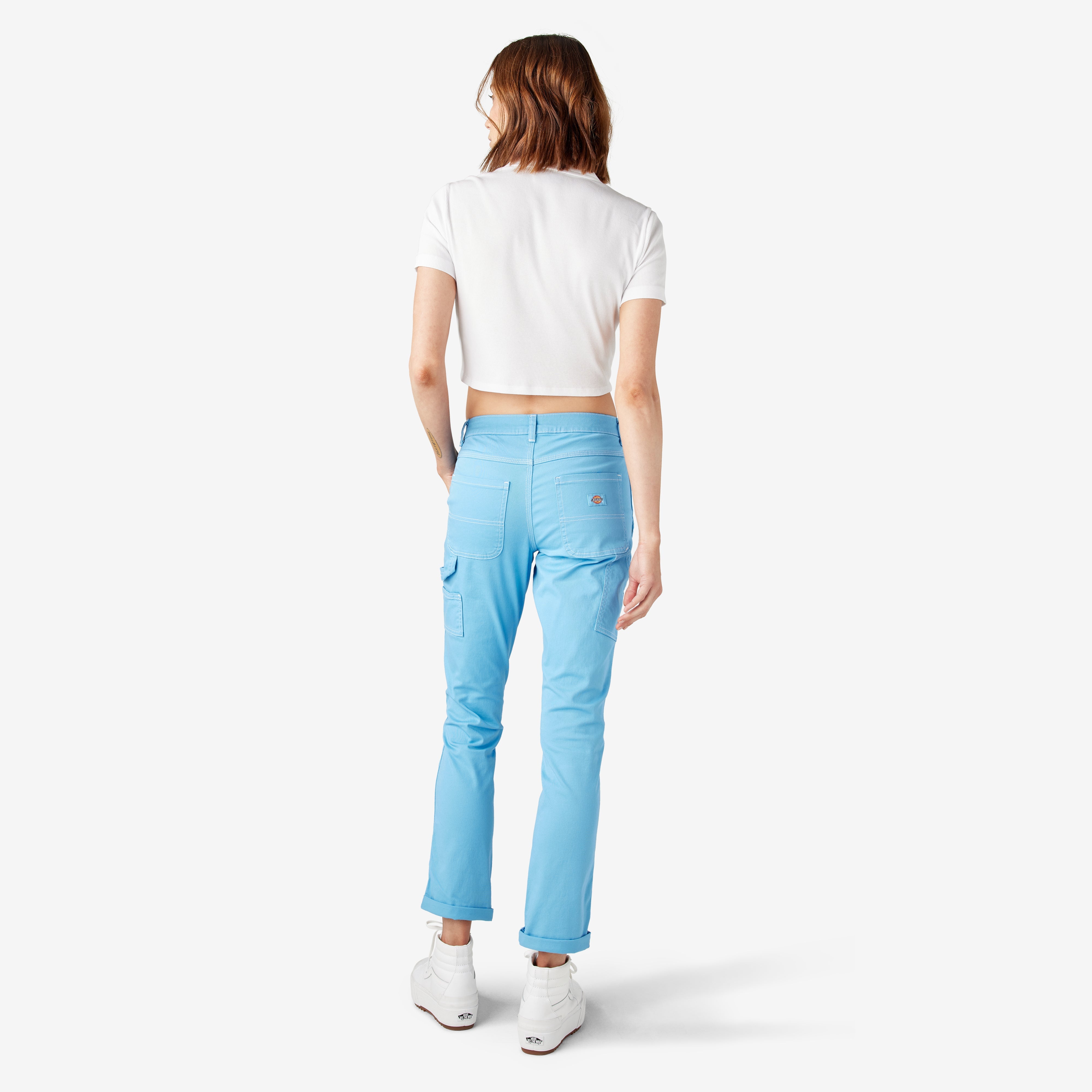Women's Slim Straight Fit Roll Hem Carpenter Pants