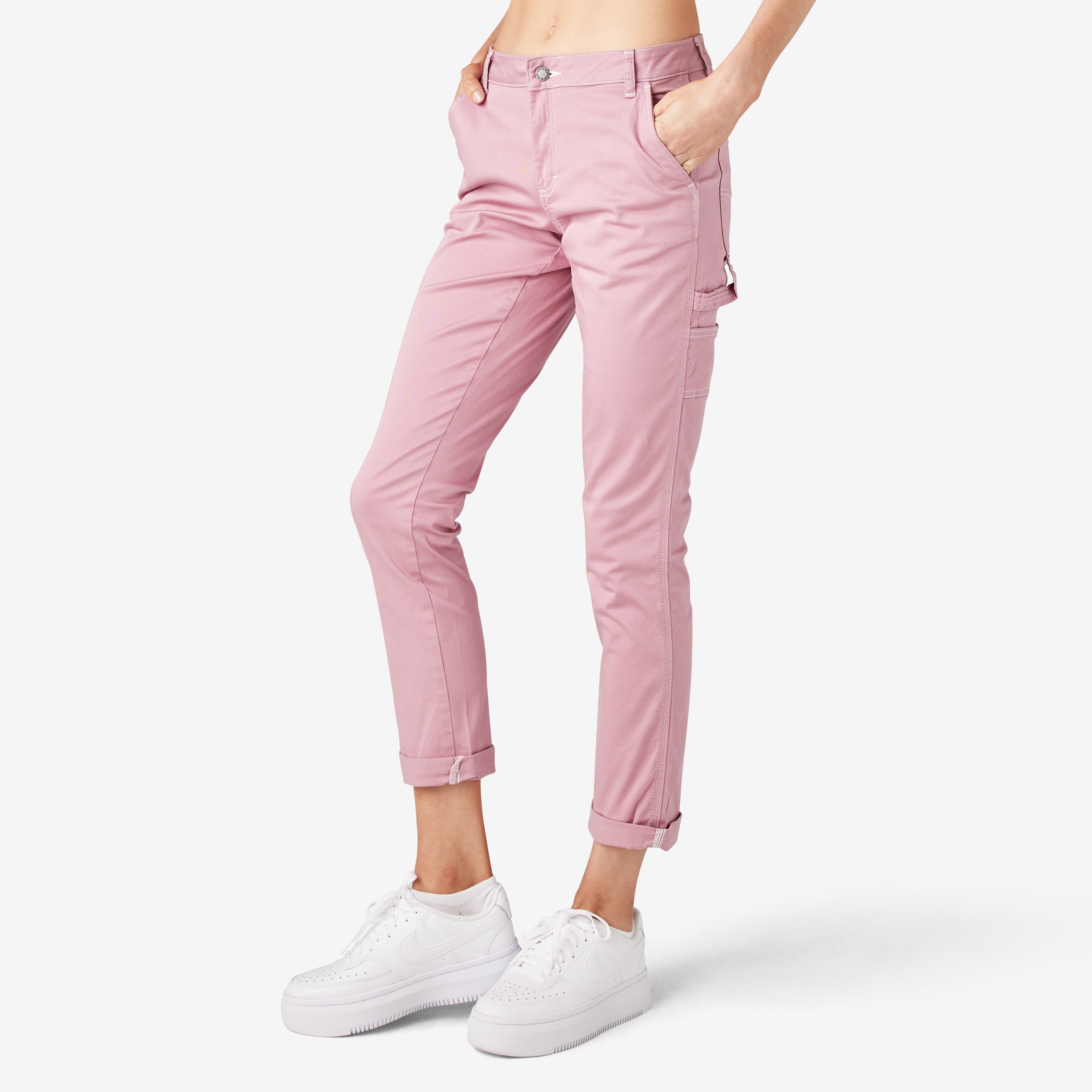 Women's Slim Straight Fit Roll Hem Carpenter Pants