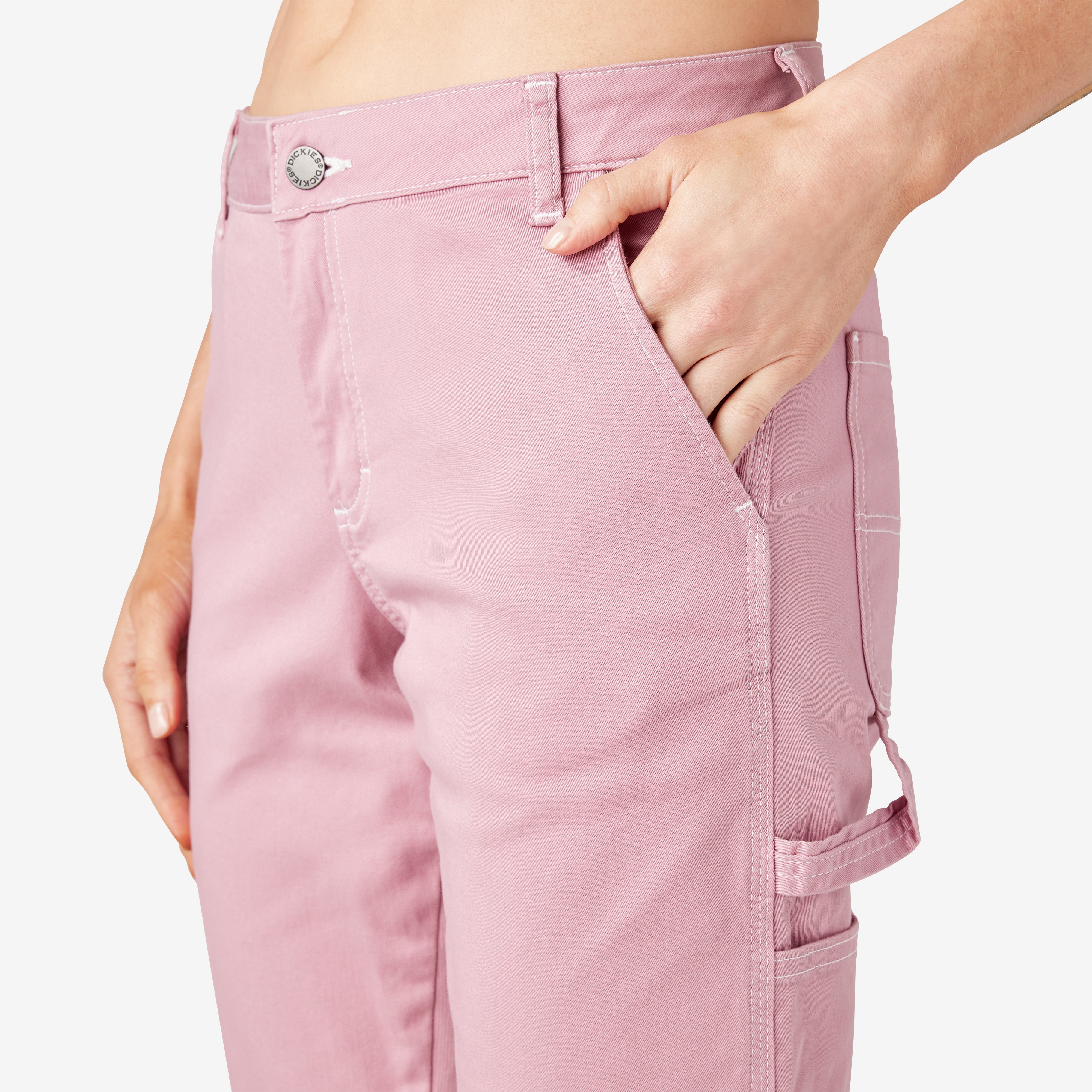 Women's Slim Straight Fit Roll Hem Carpenter Pants
