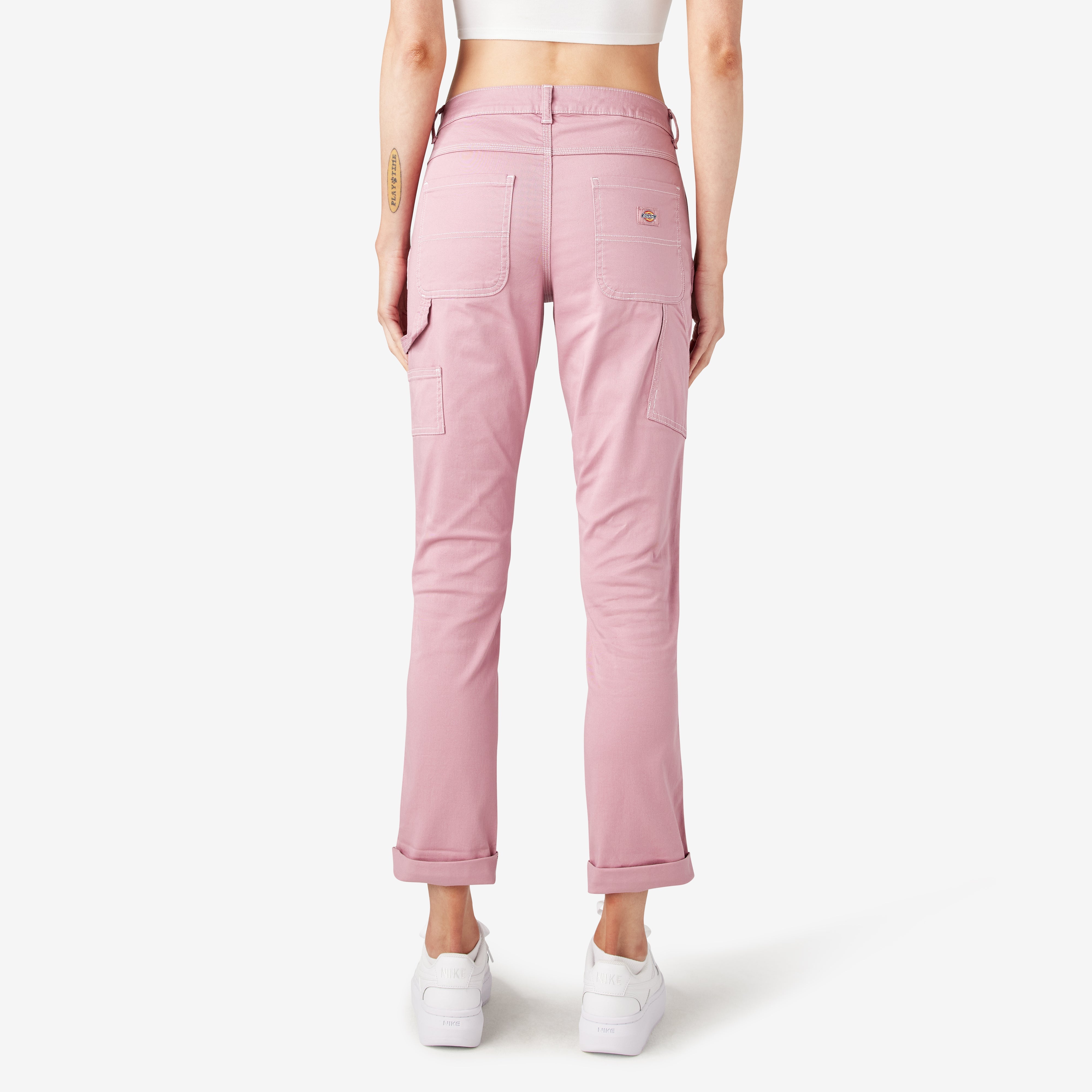 Women's Slim Straight Fit Roll Hem Carpenter Pants