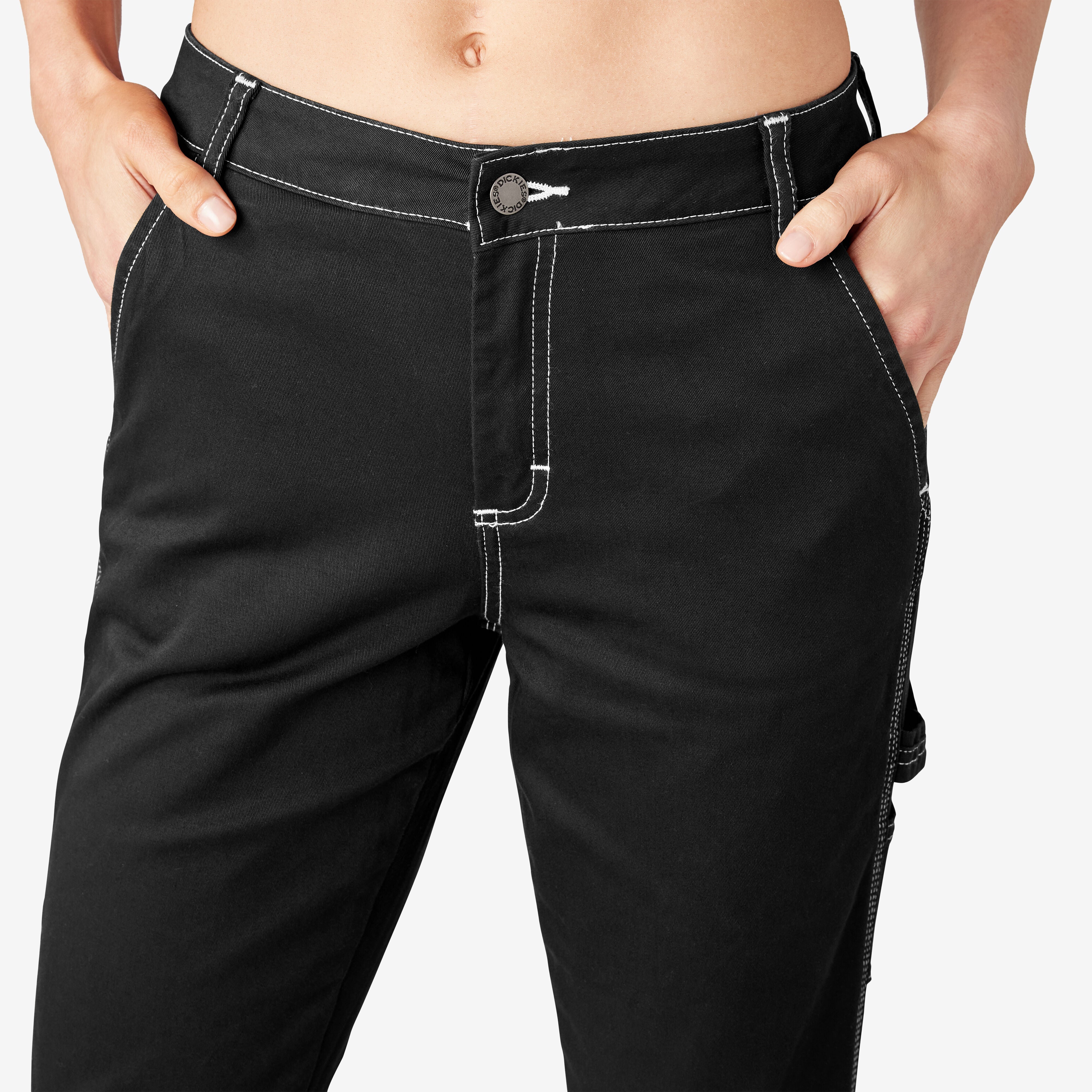 Women's Slim Straight Fit Roll Hem Carpenter Pants