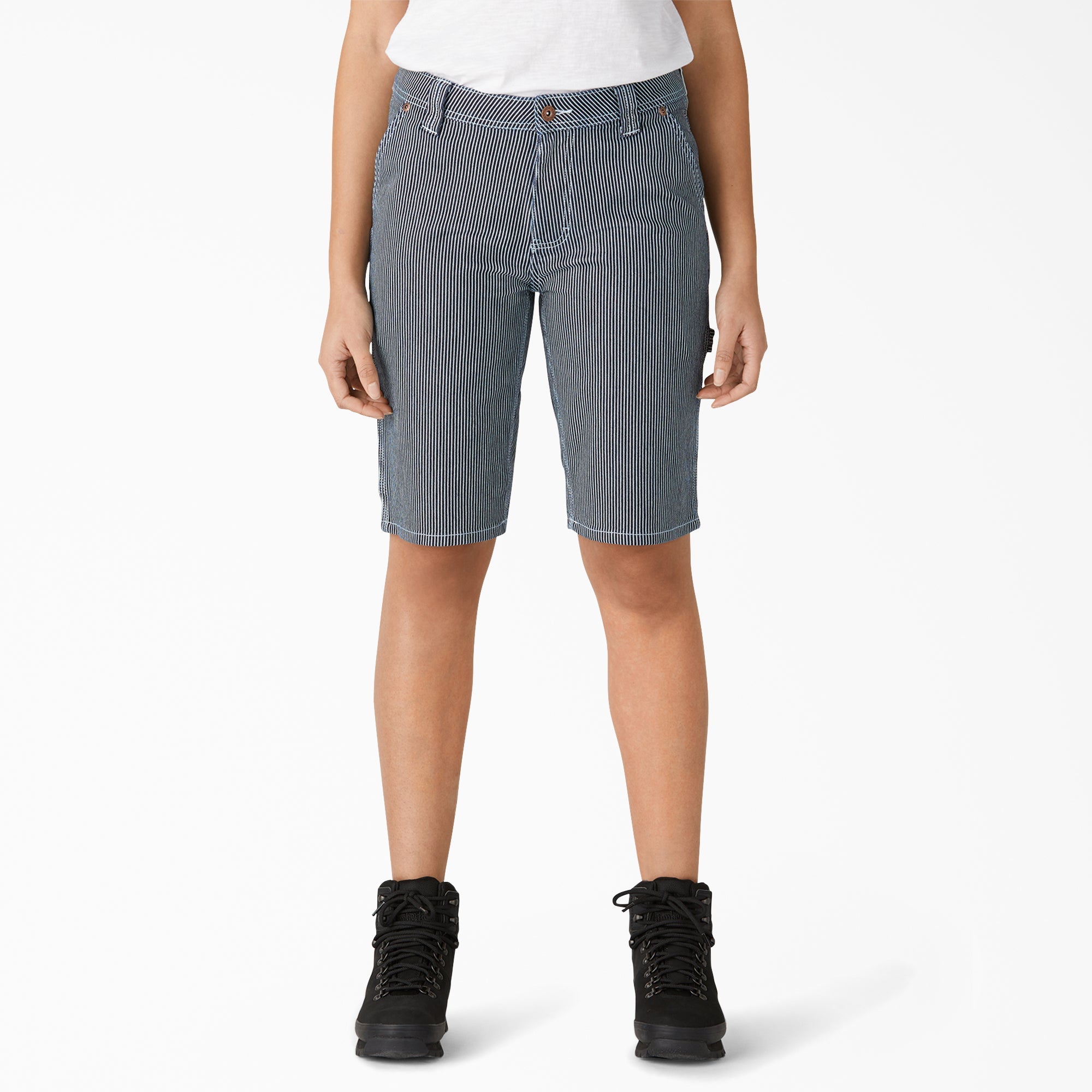 Women's Relaxed Fit Hickory Stripe Carpenter Shorts, 11"