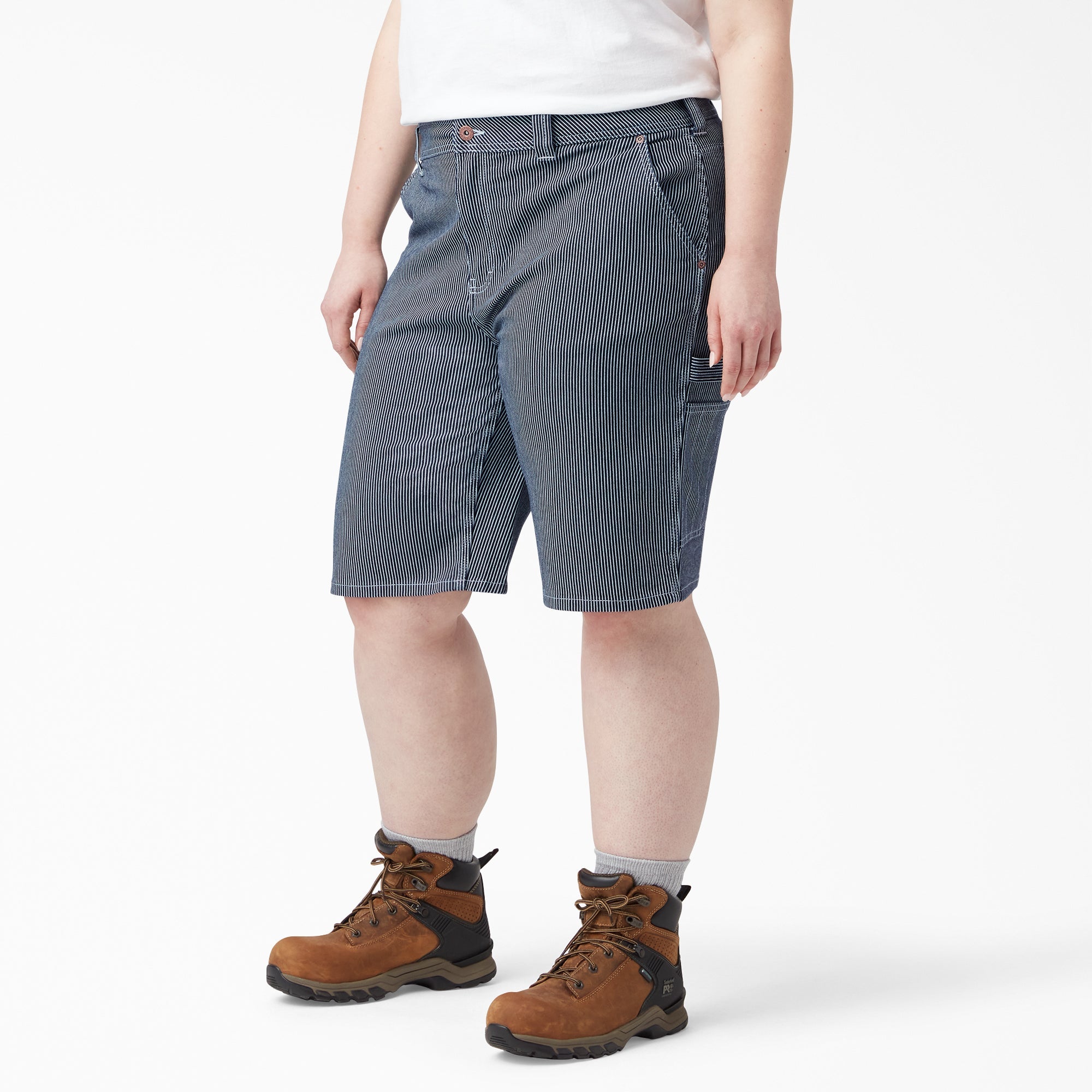 Women's Plus Hickory Stripe Carpenter Shorts