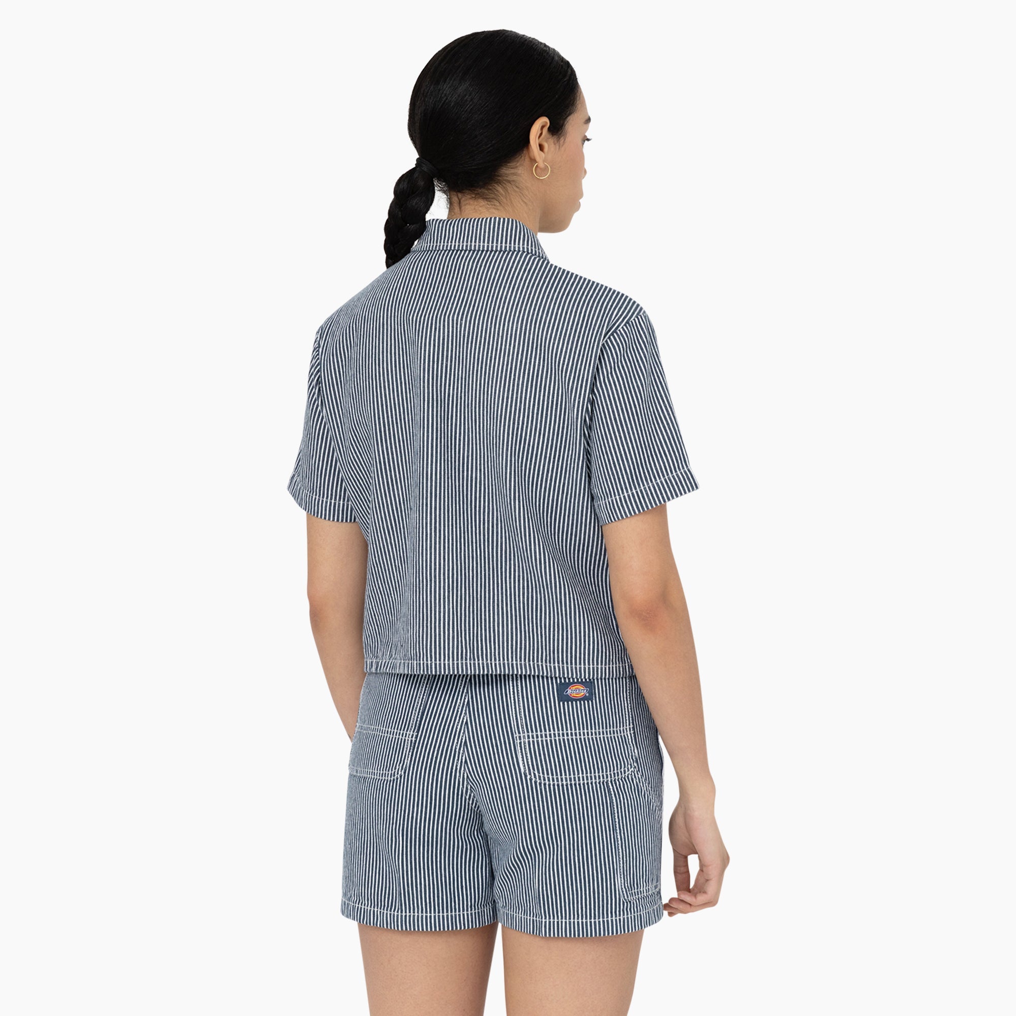 Women's Hickory Stripe Cropped Work Shirt