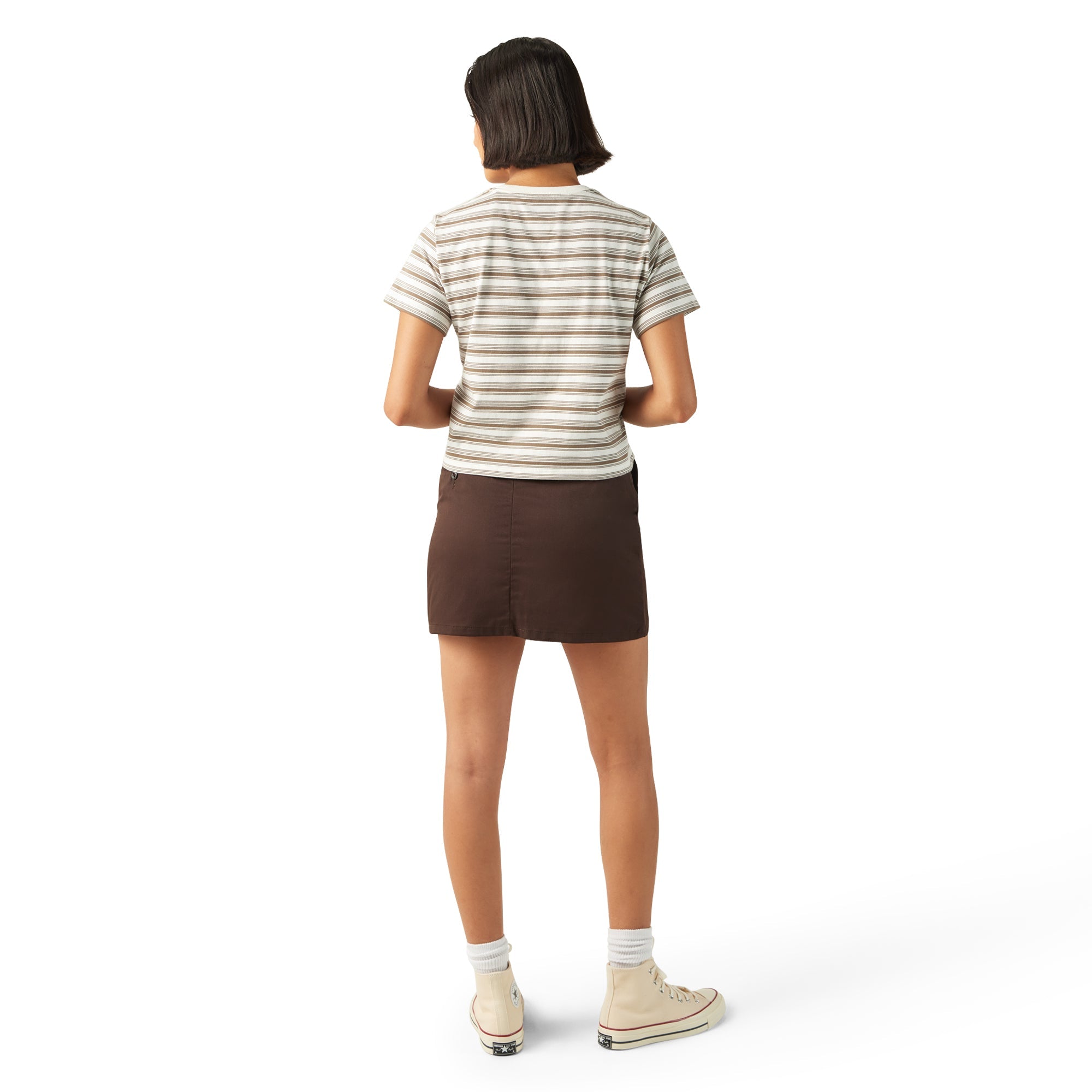 Women's Large Striped Cropped Pocket T-Shirt