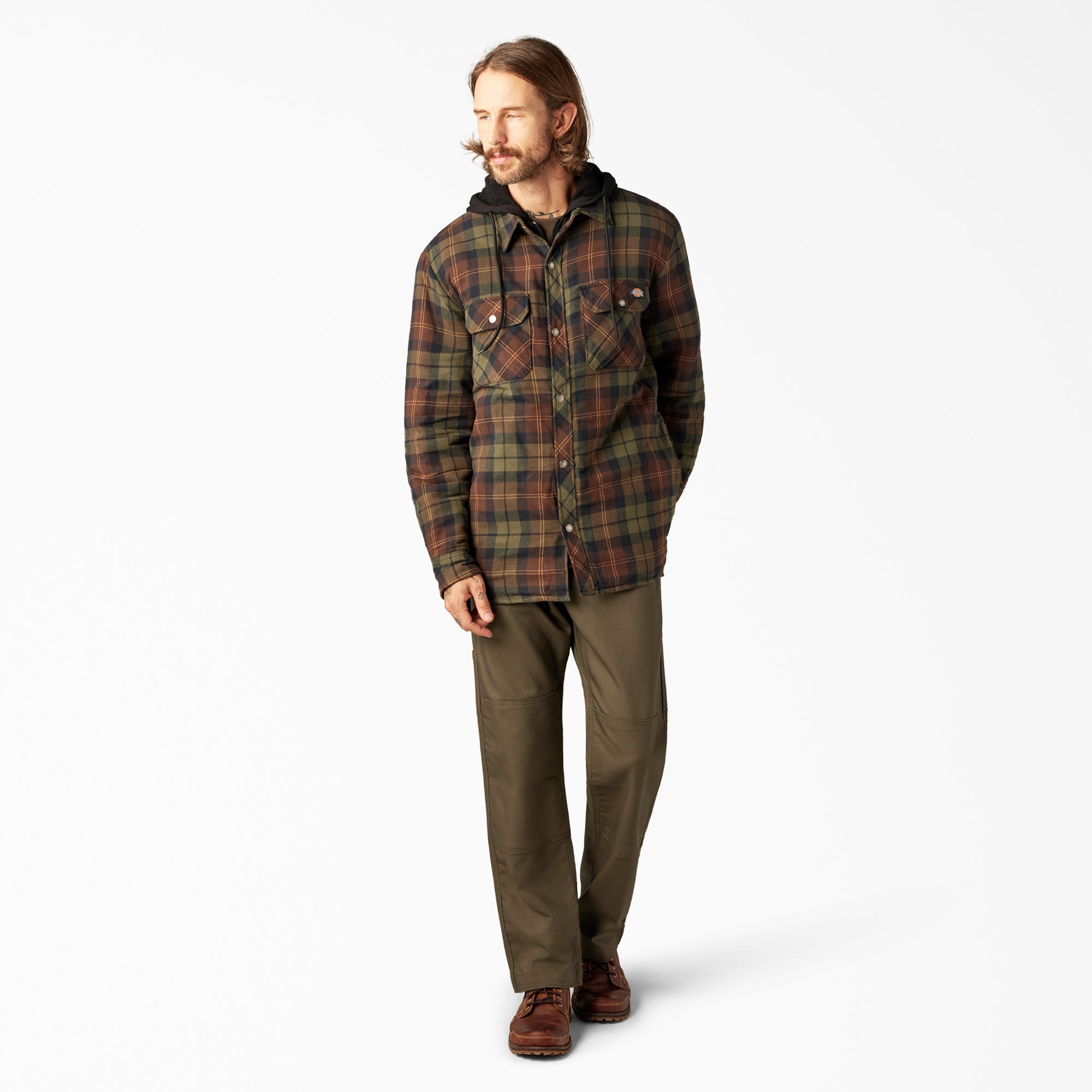 Flannel Hooded Shirt Jacket