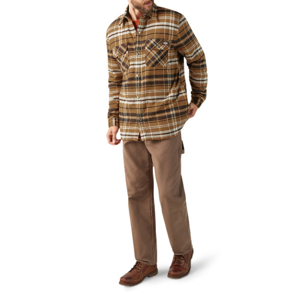 Water Repellent Fleece-Lined Flannel Shirt Jacket