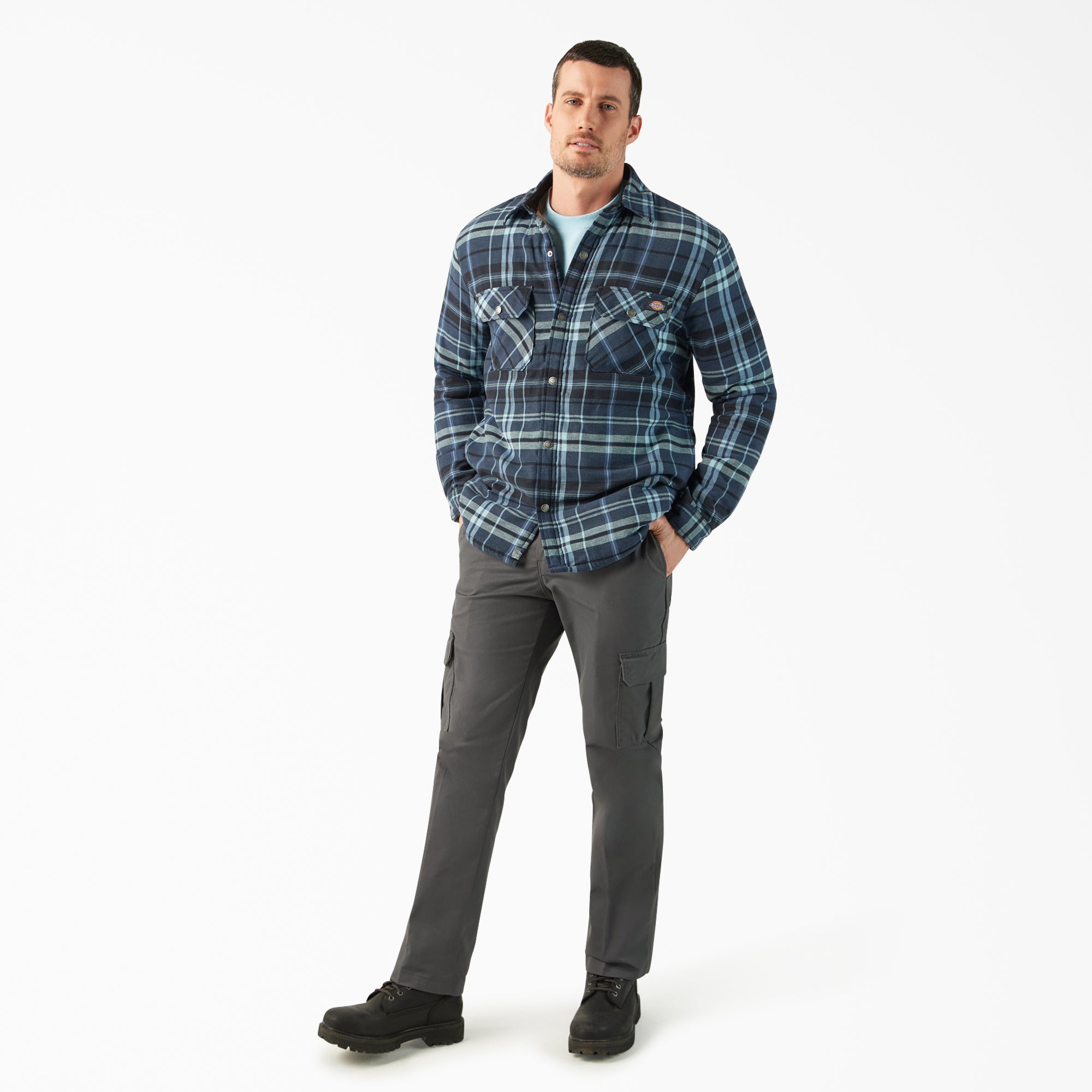 Water Repellent Fleece-Lined Flannel Shirt Jacket