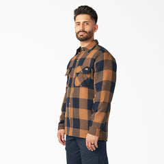 Water Repellent Fleece-Lined Flannel Shirt Jacket