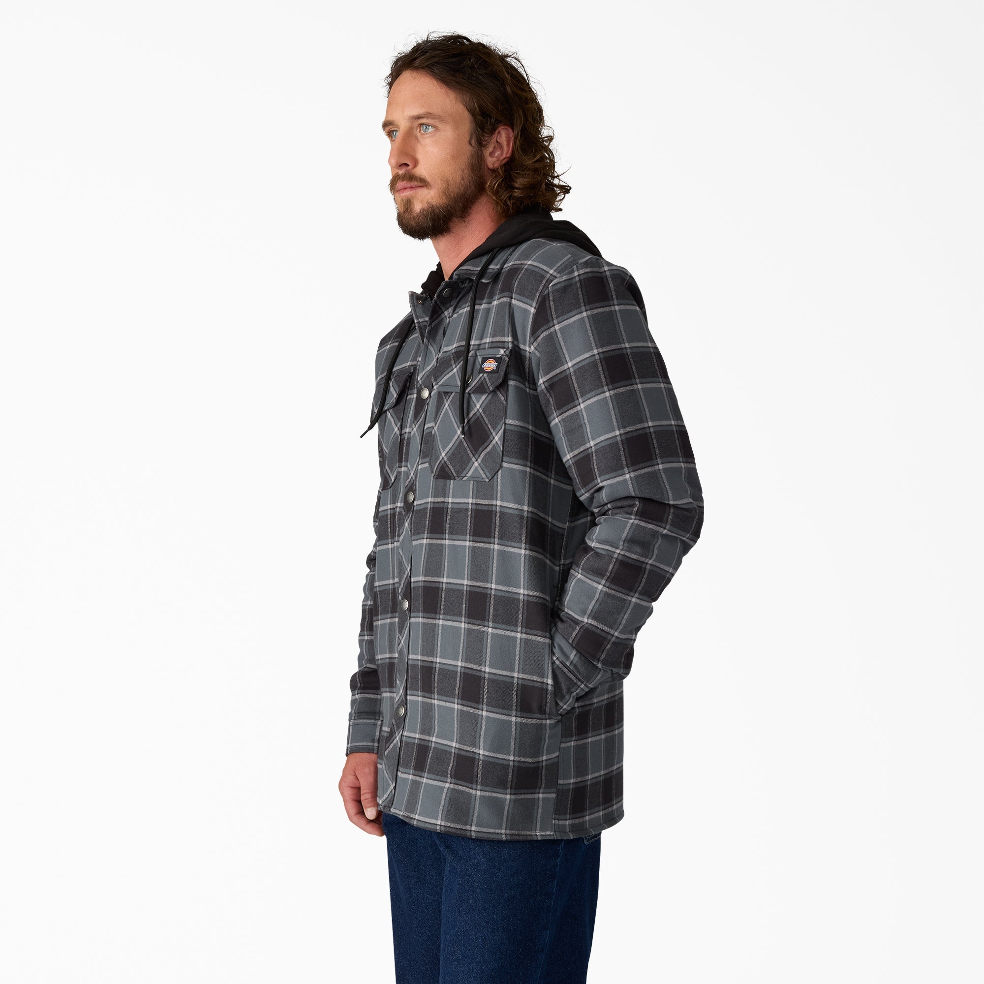 Water Repellent Flannel Hooded Shirt Jacket