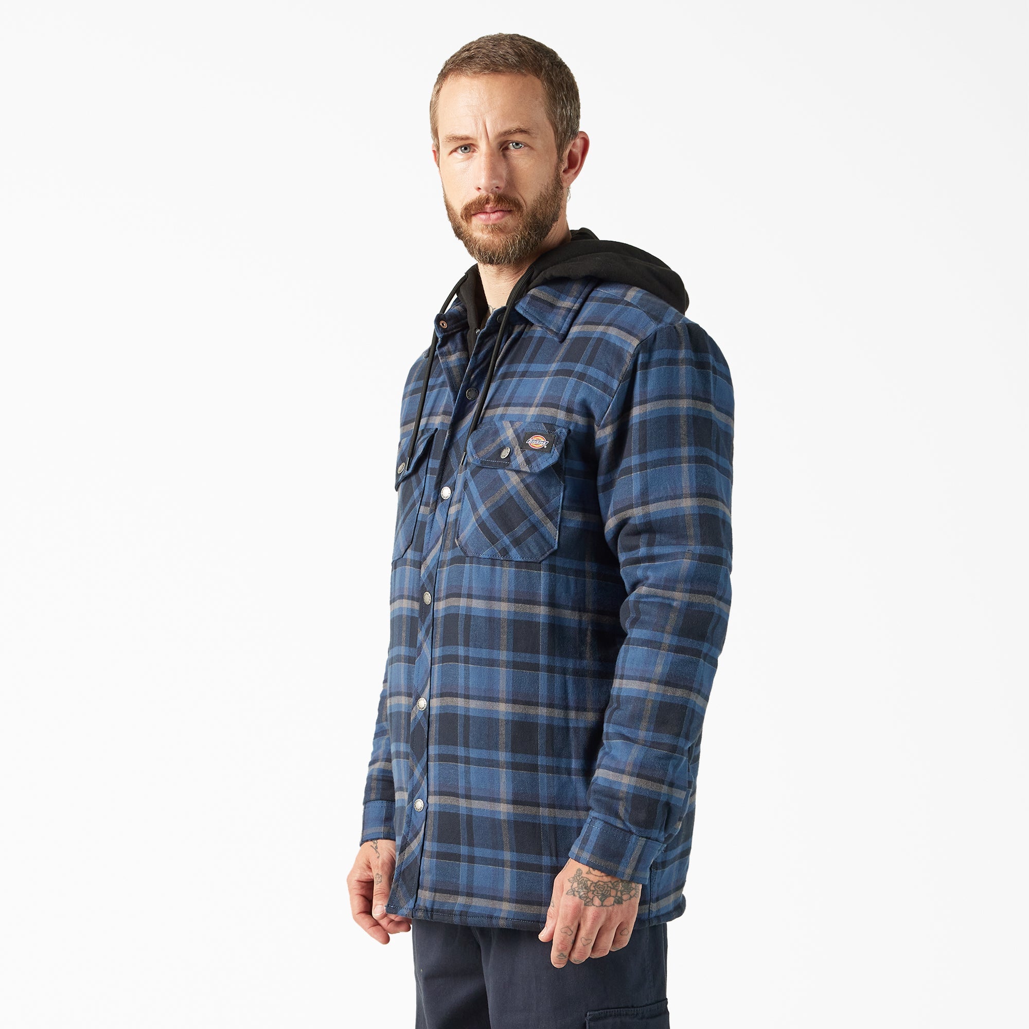Water Repellent Flannel Hooded Shirt Jacket