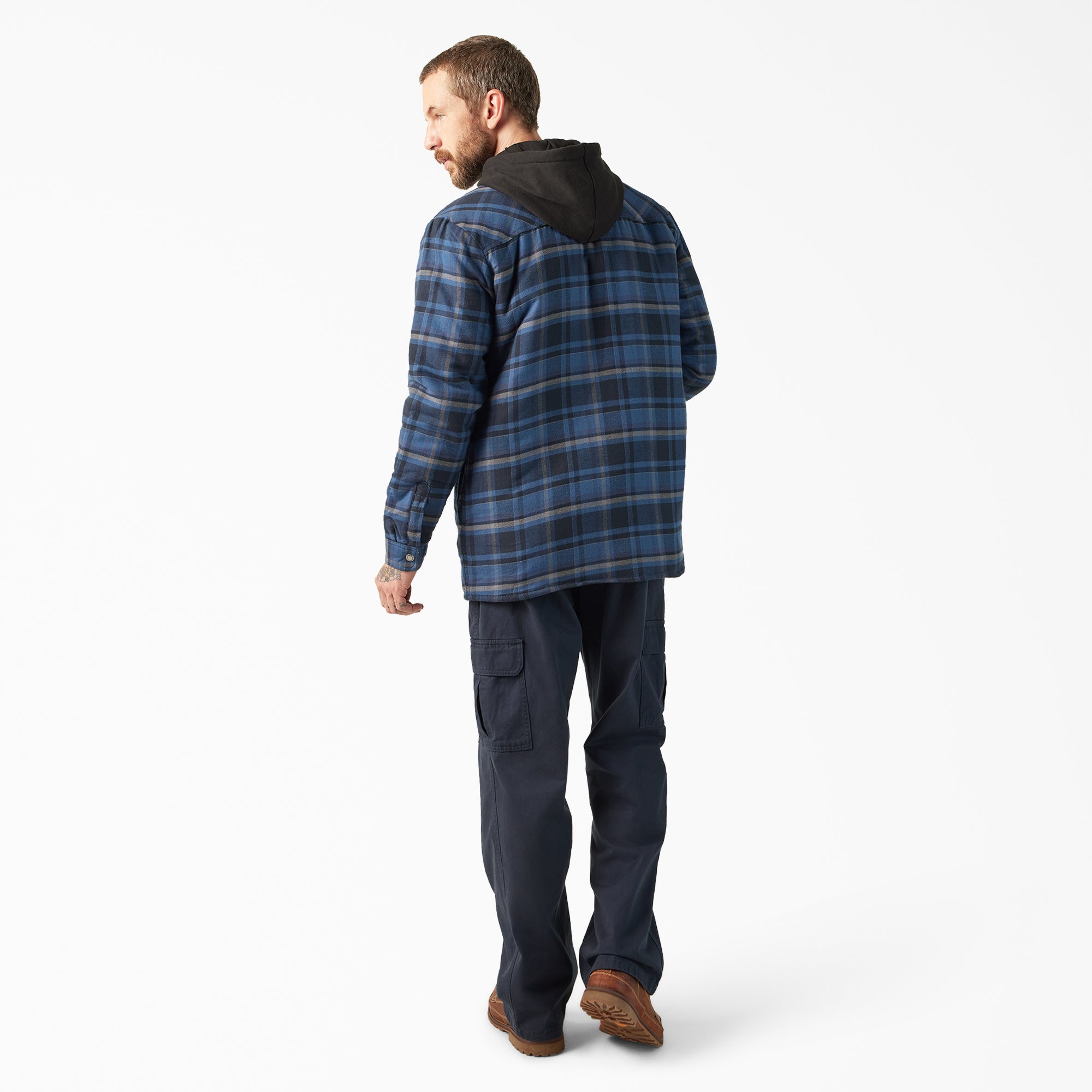Water Repellent Flannel Hooded Shirt Jacket