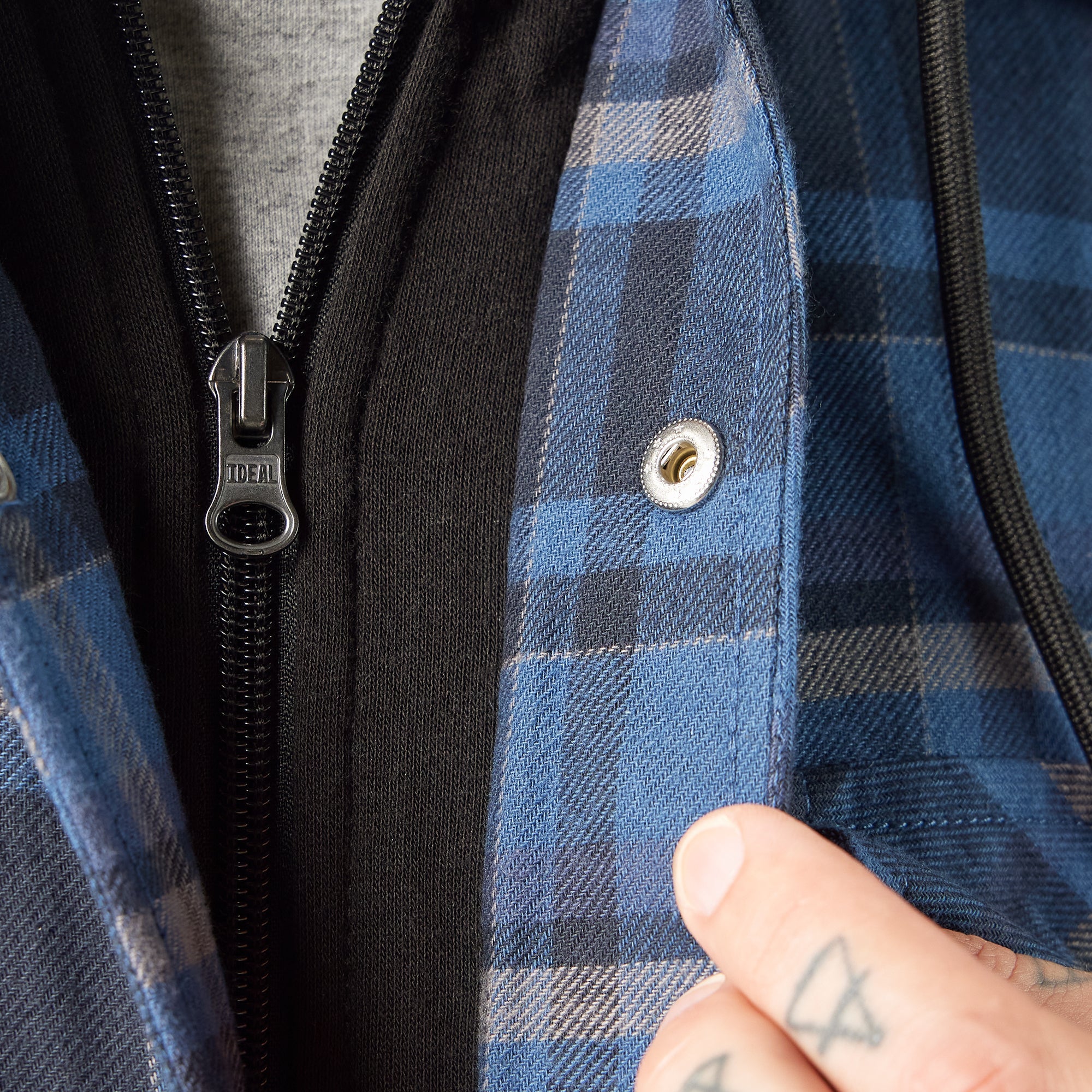 Water Repellent Flannel Hooded Shirt Jacket