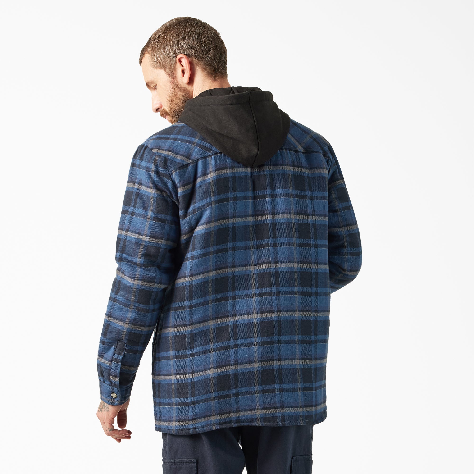 Water Repellent Flannel Hooded Shirt Jacket