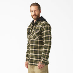 Water Repellent Flannel Hooded Shirt Jacket