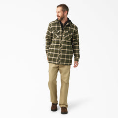 Water Repellent Flannel Hooded Shirt Jacket