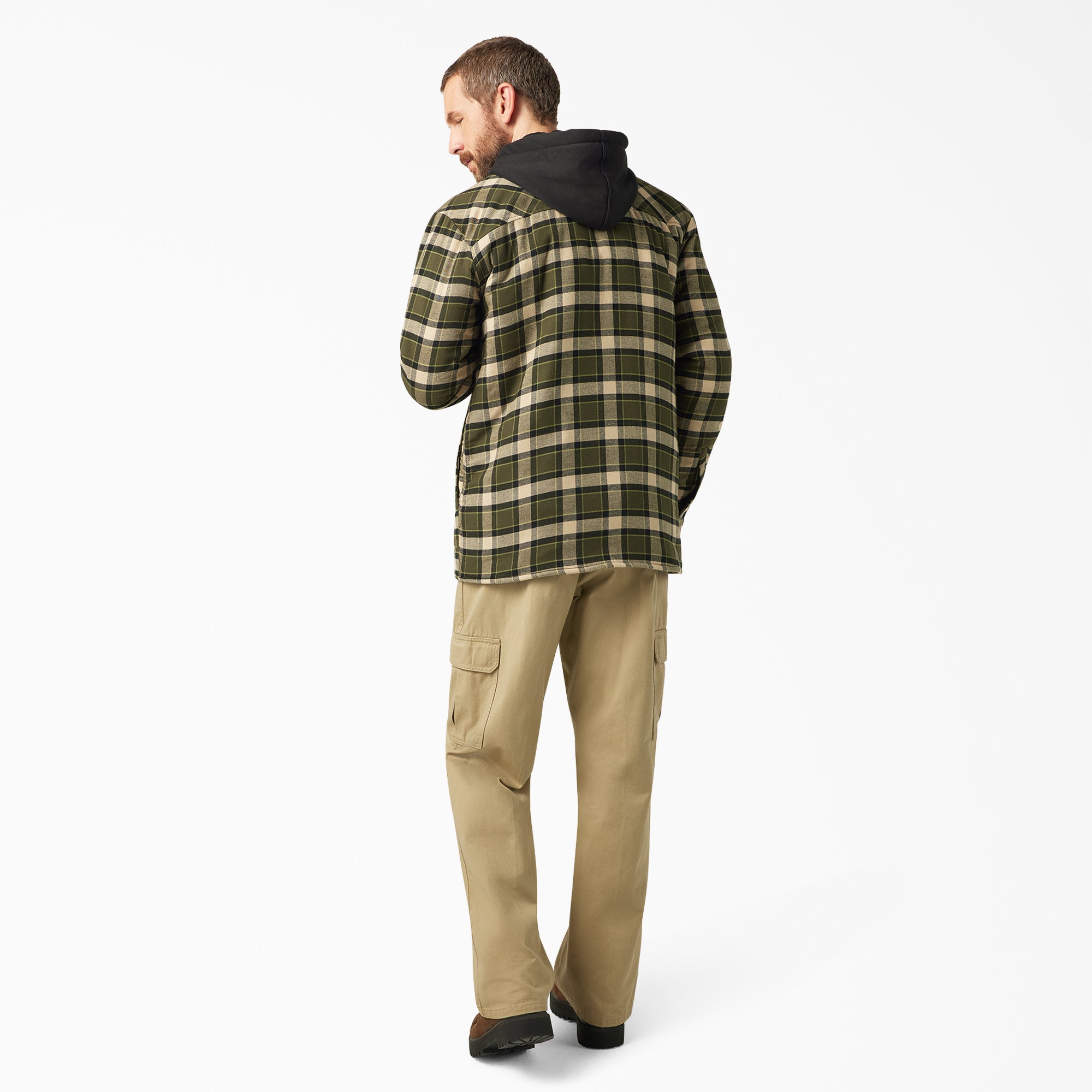 Water Repellent Flannel Hooded Shirt Jacket