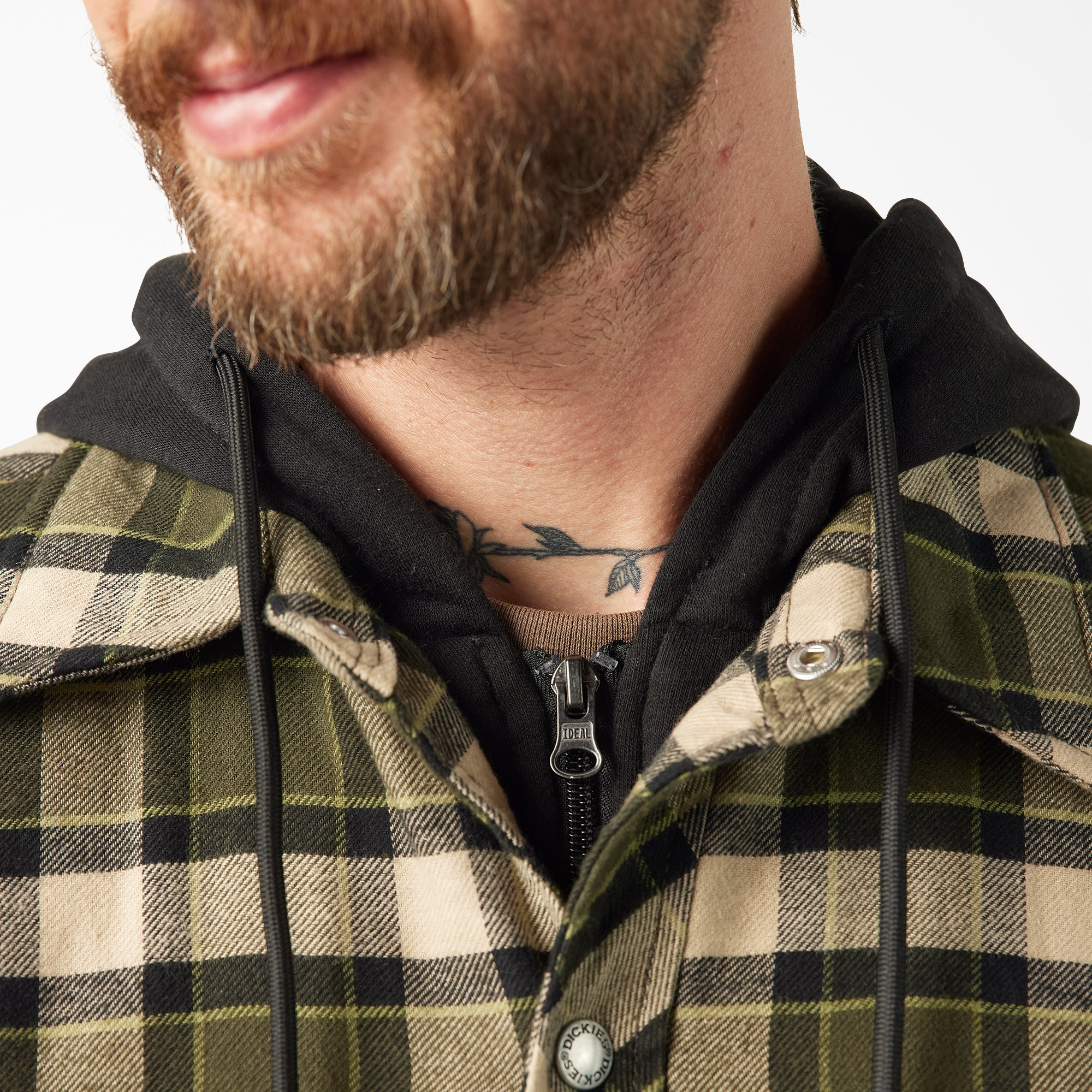 Water Repellent Flannel Hooded Shirt Jacket