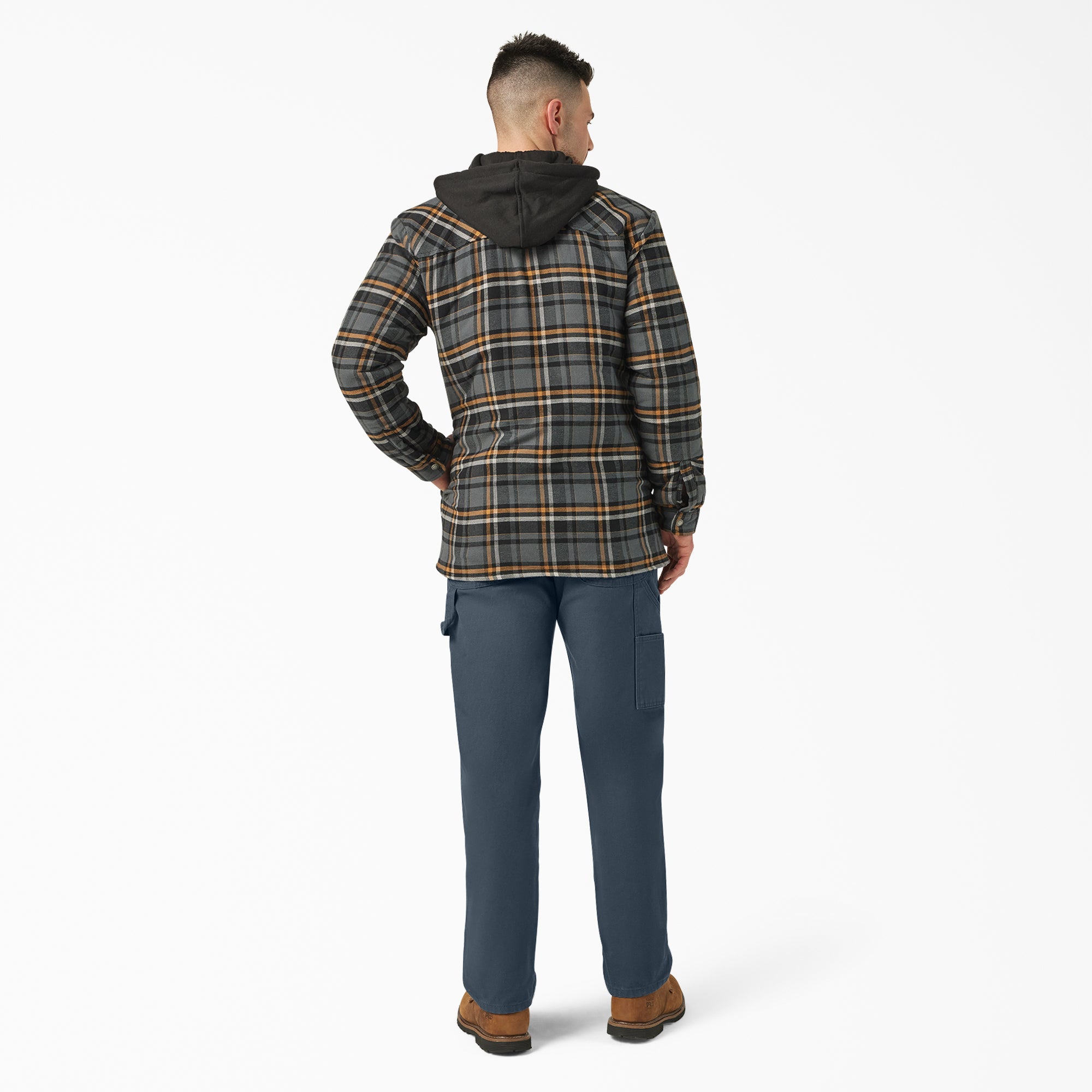 Water Repellent Flannel Hooded Shirt Jacket