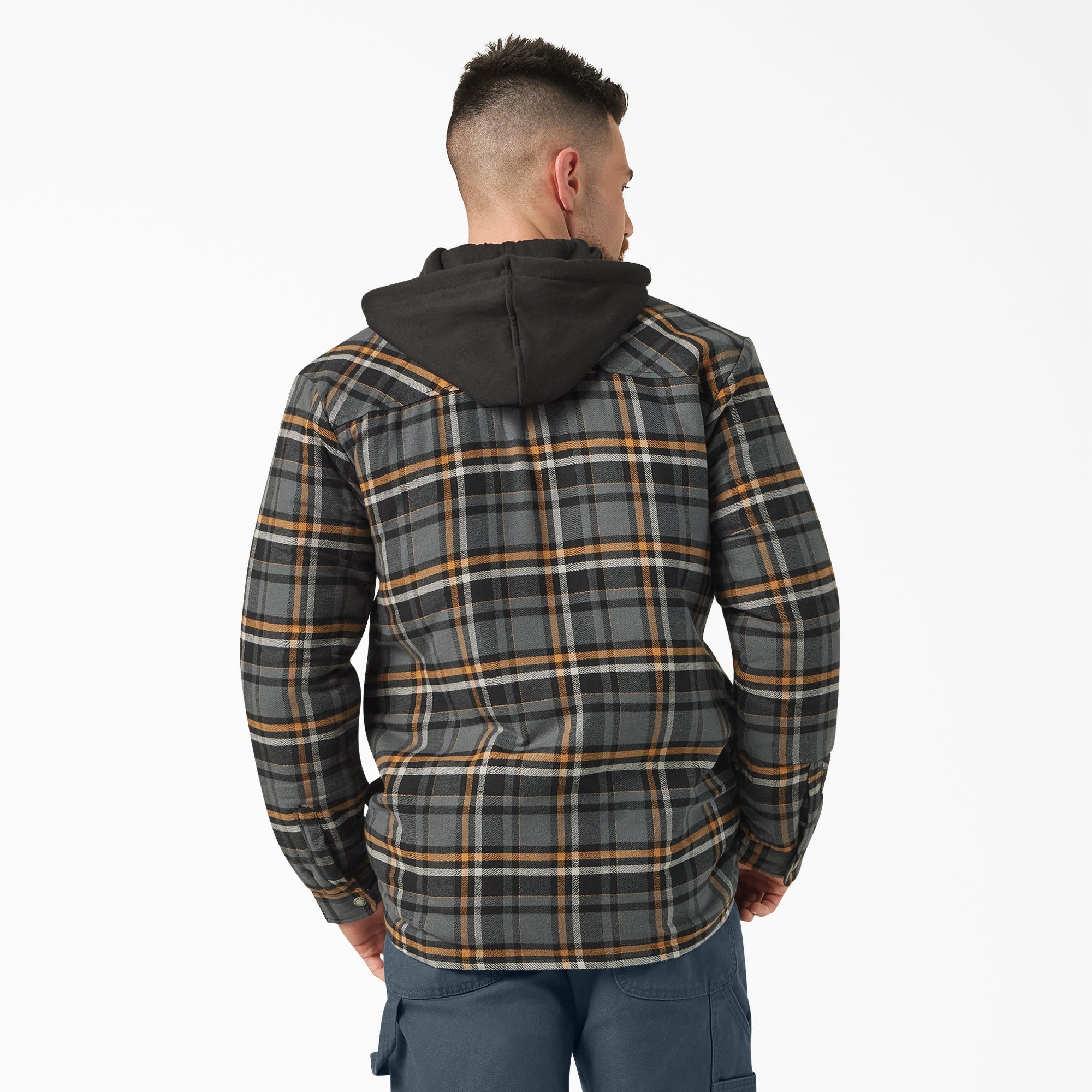 Water Repellent Flannel Hooded Shirt Jacket