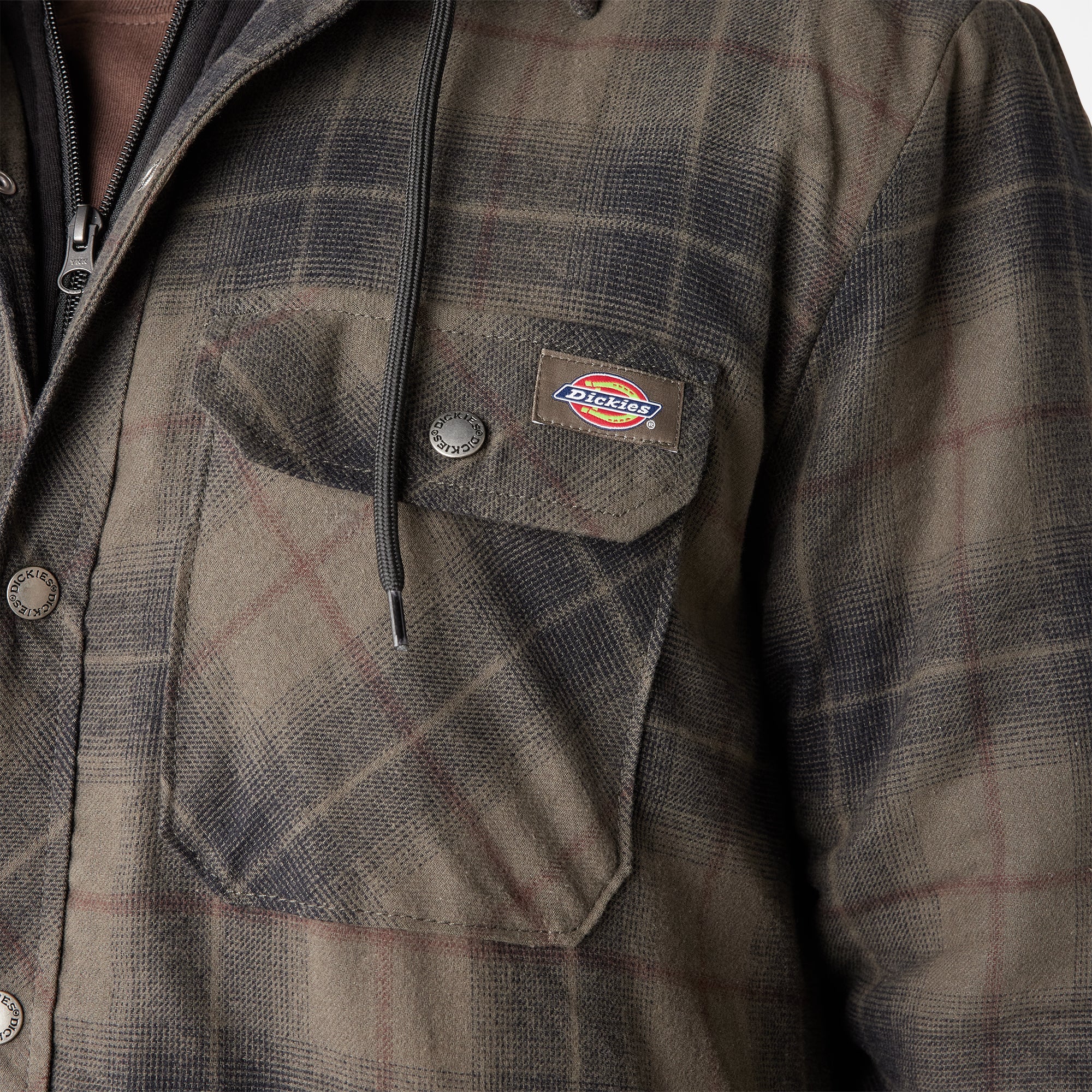 Water Repellent Flannel Hooded Shirt Jacket