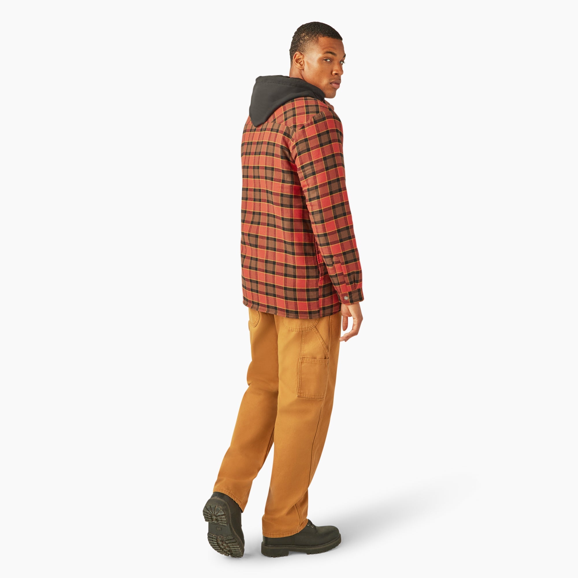 Water Repellent Flannel Hooded Shirt Jacket