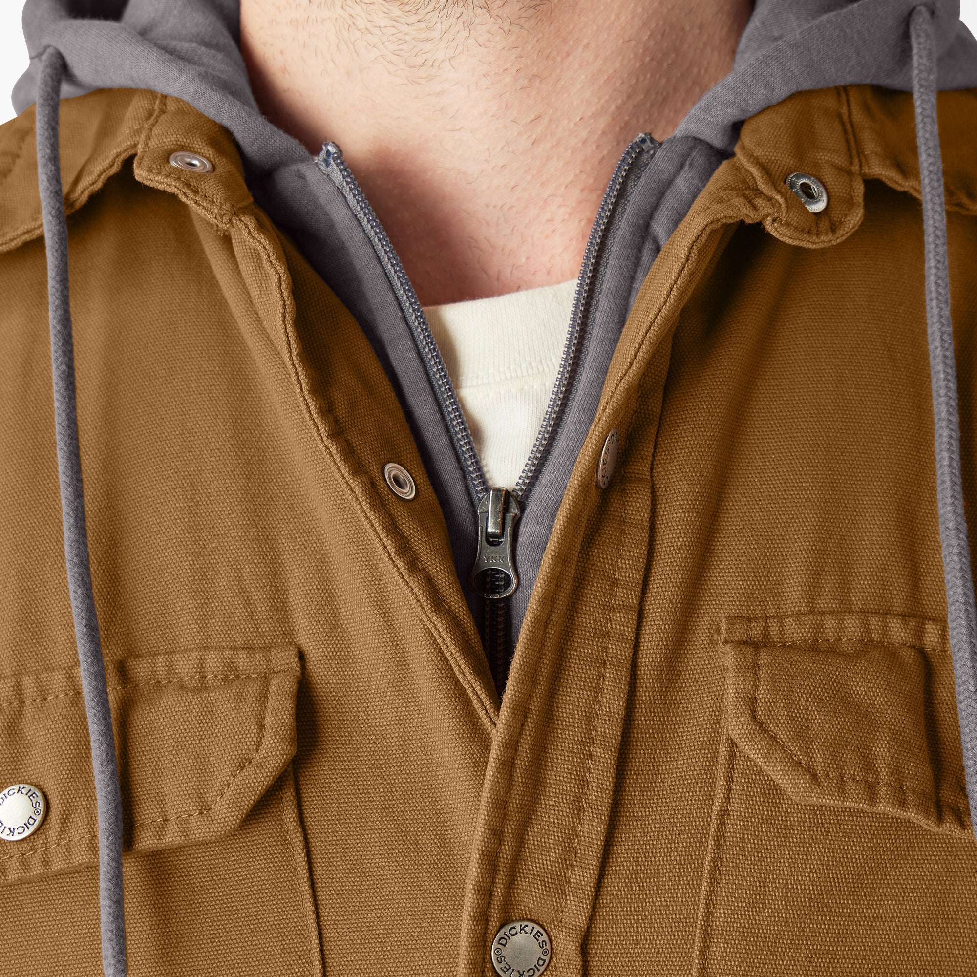 Water Repellent Duck Hooded Shirt Jacket