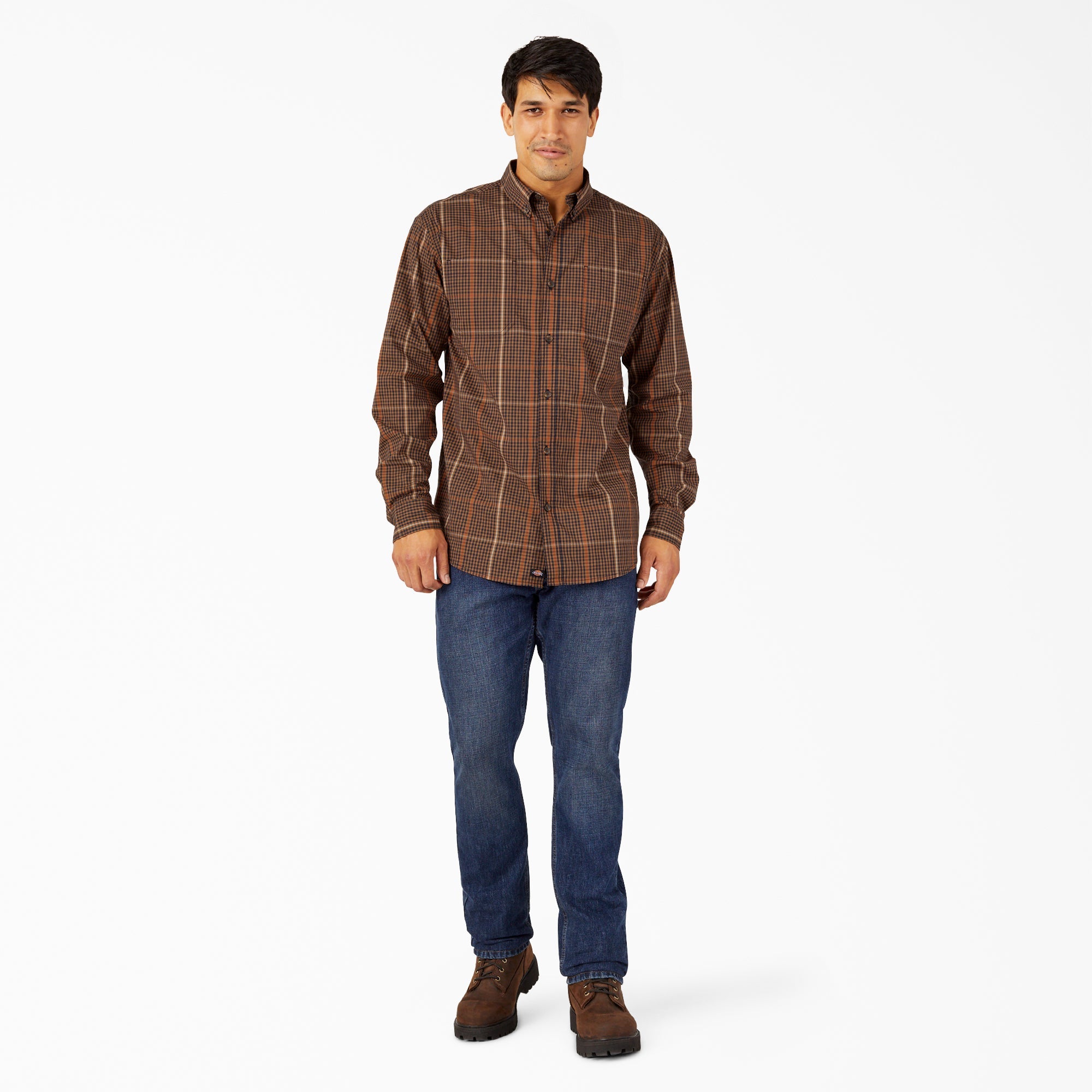 FLEX Relaxed Fit Long Sleeve Plaid Shirt