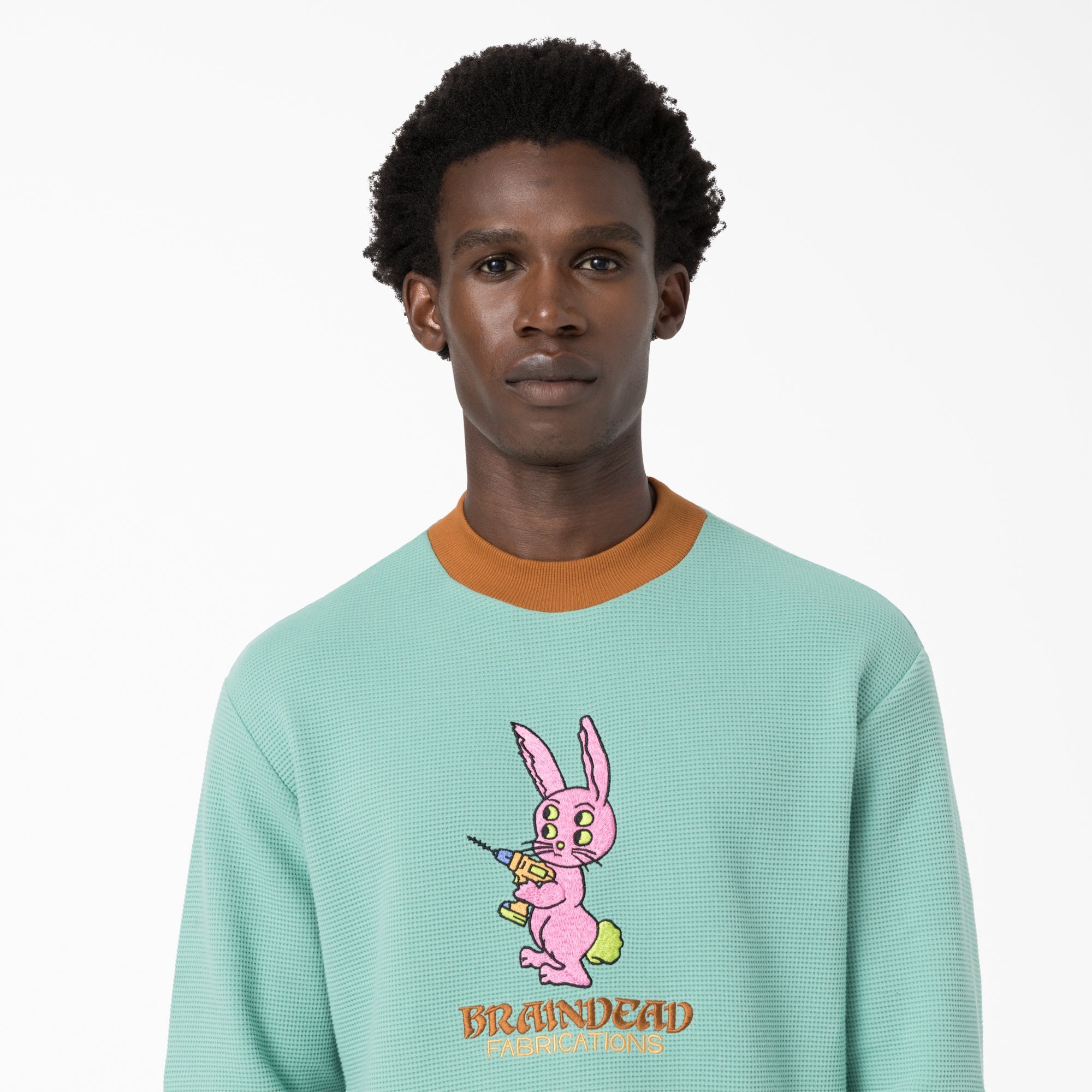 Brain Dead Embroidered Waffle Knit Sweater