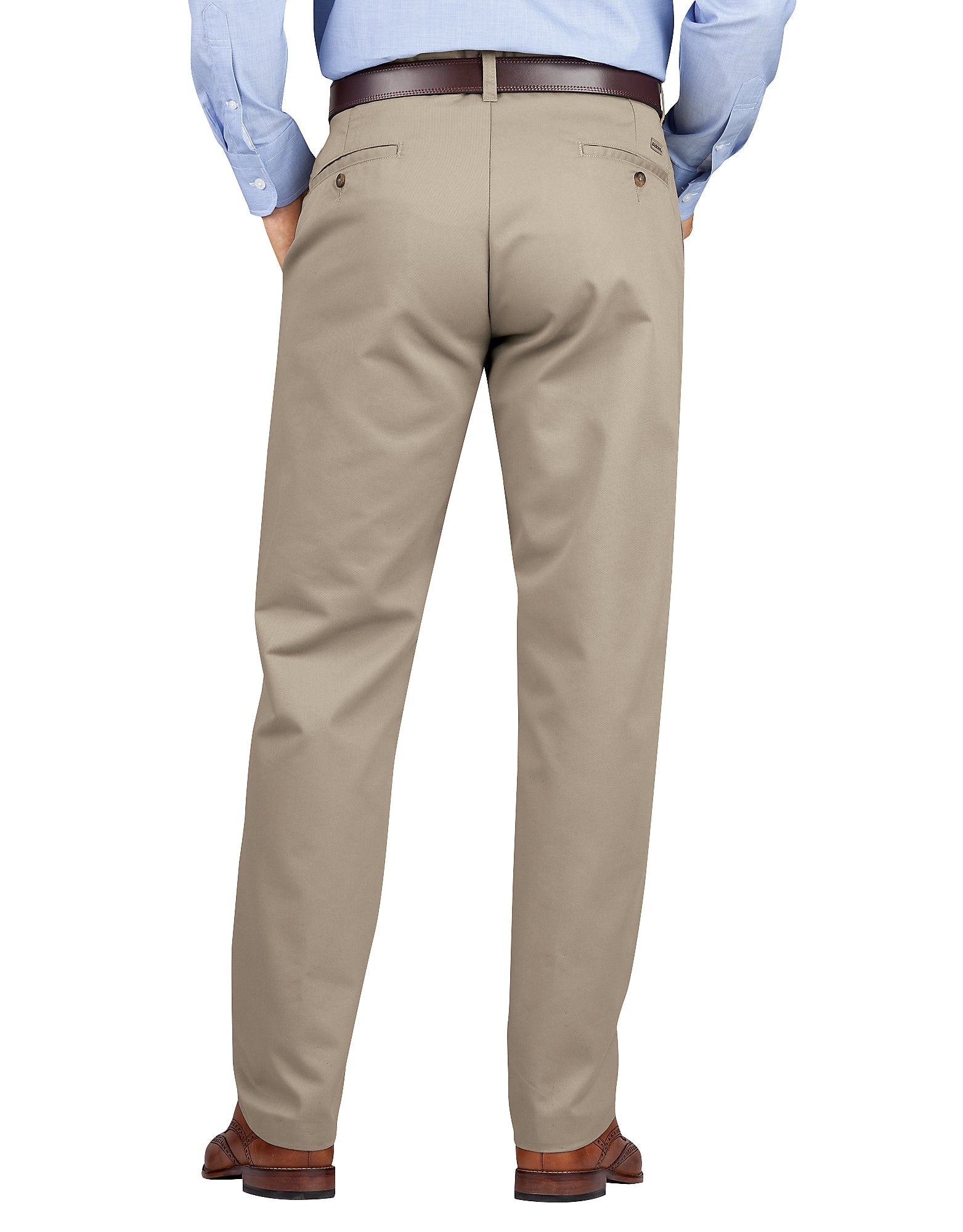 Regular Fit Tapered Leg Flat Front Khaki Pants