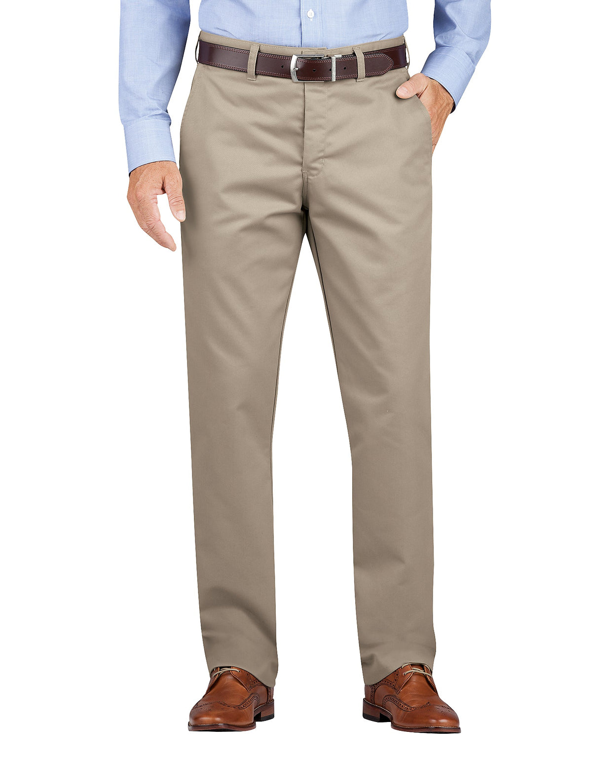 Regular Fit Tapered Leg Flat Front Khaki Pants