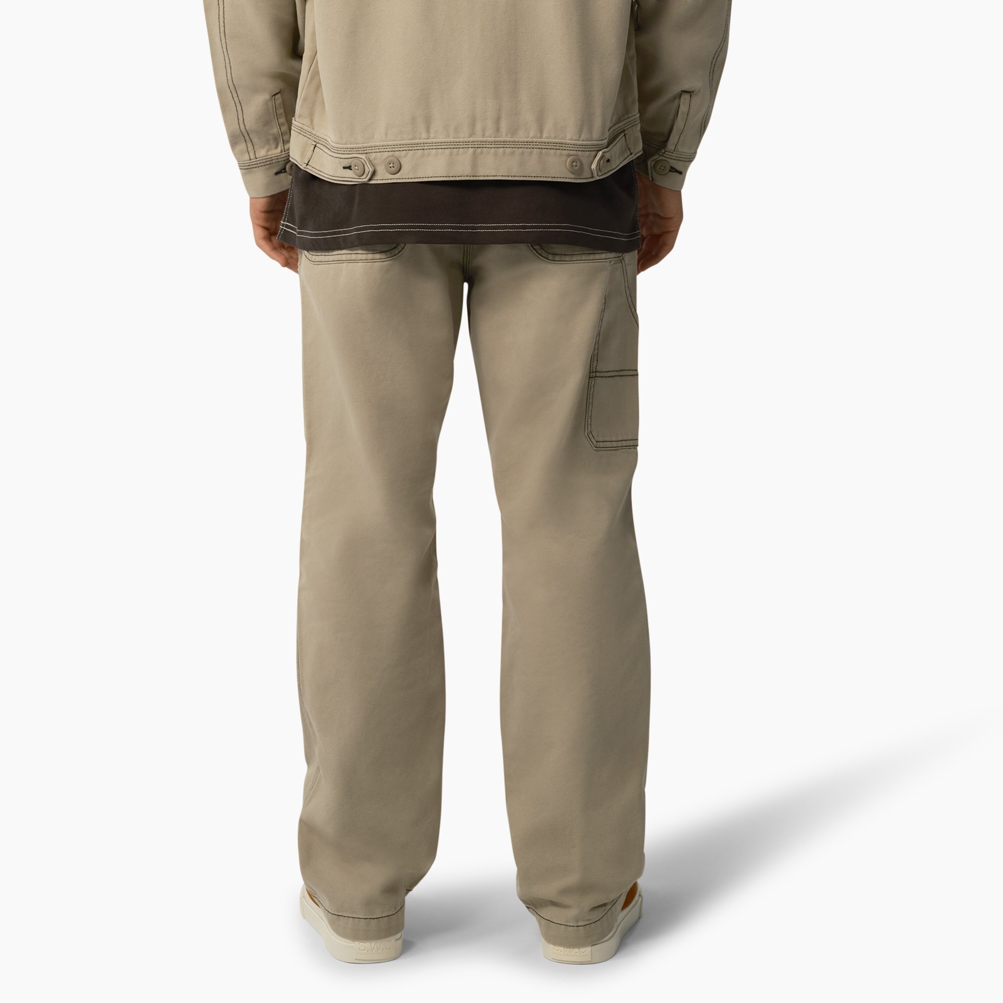 Relaxed Fit Contrast Stitch Double Knee Duck Pants