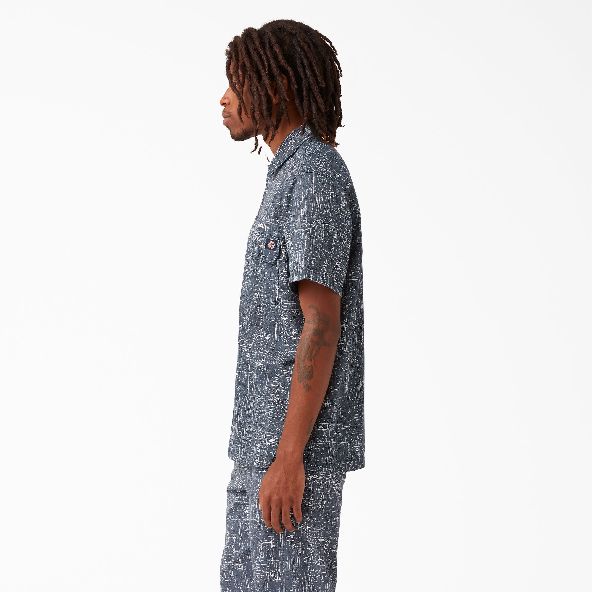 Twill Button-Up Short Sleeve Work Shirt