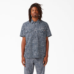 Twill Button-Up Short Sleeve Work Shirt