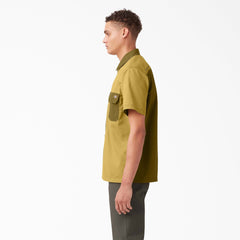 Twill Button-Up Short Sleeve Work Shirt