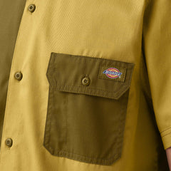 Twill Button-Up Short Sleeve Work Shirt