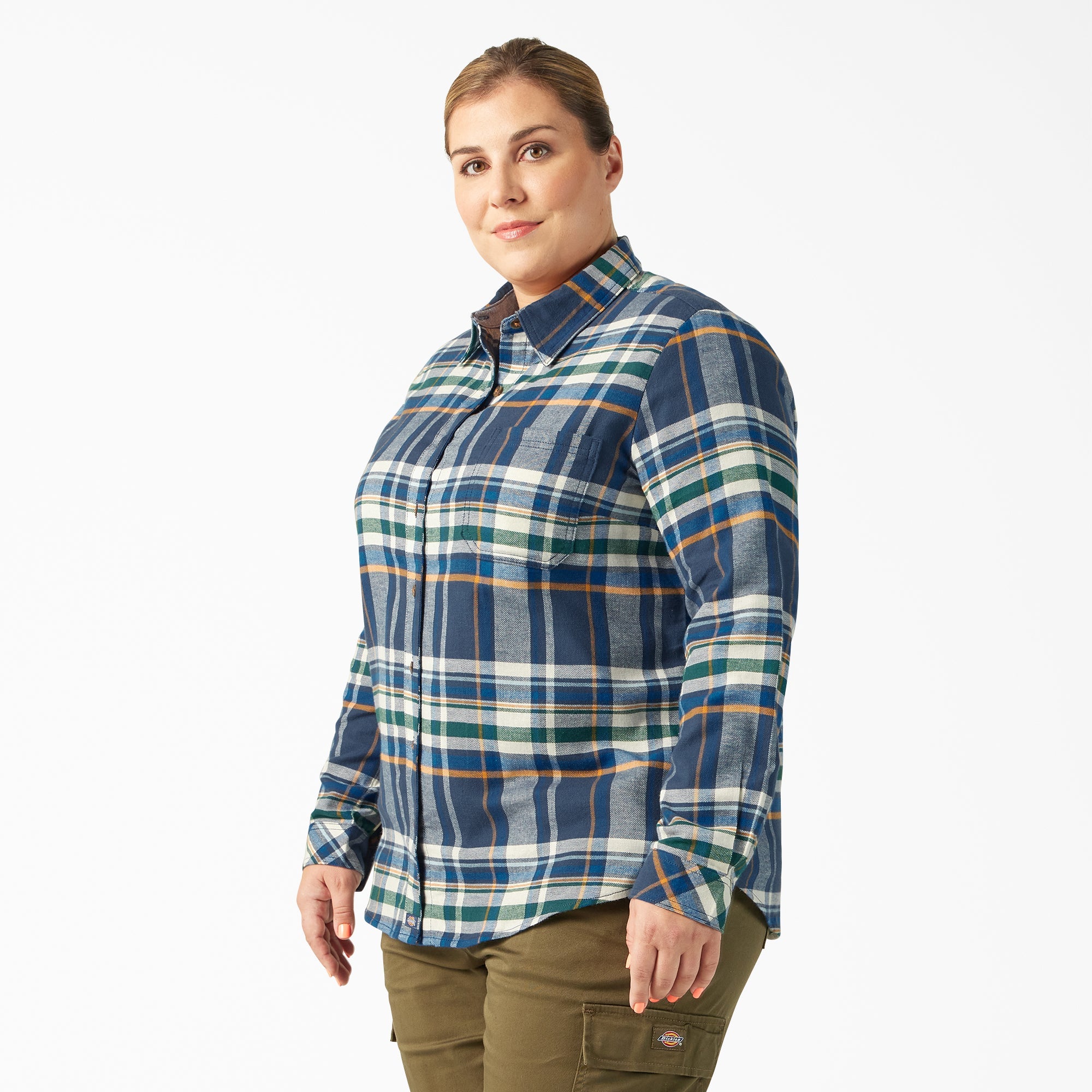 Women's Plus Long Sleeve Plaid Flannel Shirt