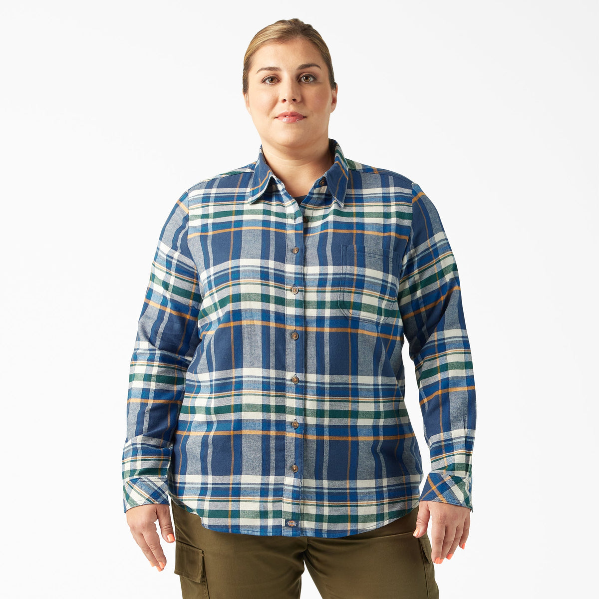 Women's Plus Long Sleeve Plaid Flannel Shirt