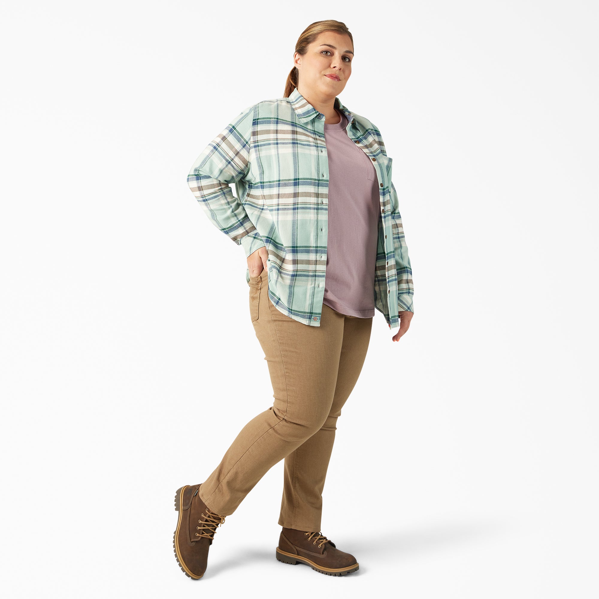 Women's Plus Long Sleeve Plaid Flannel Shirt