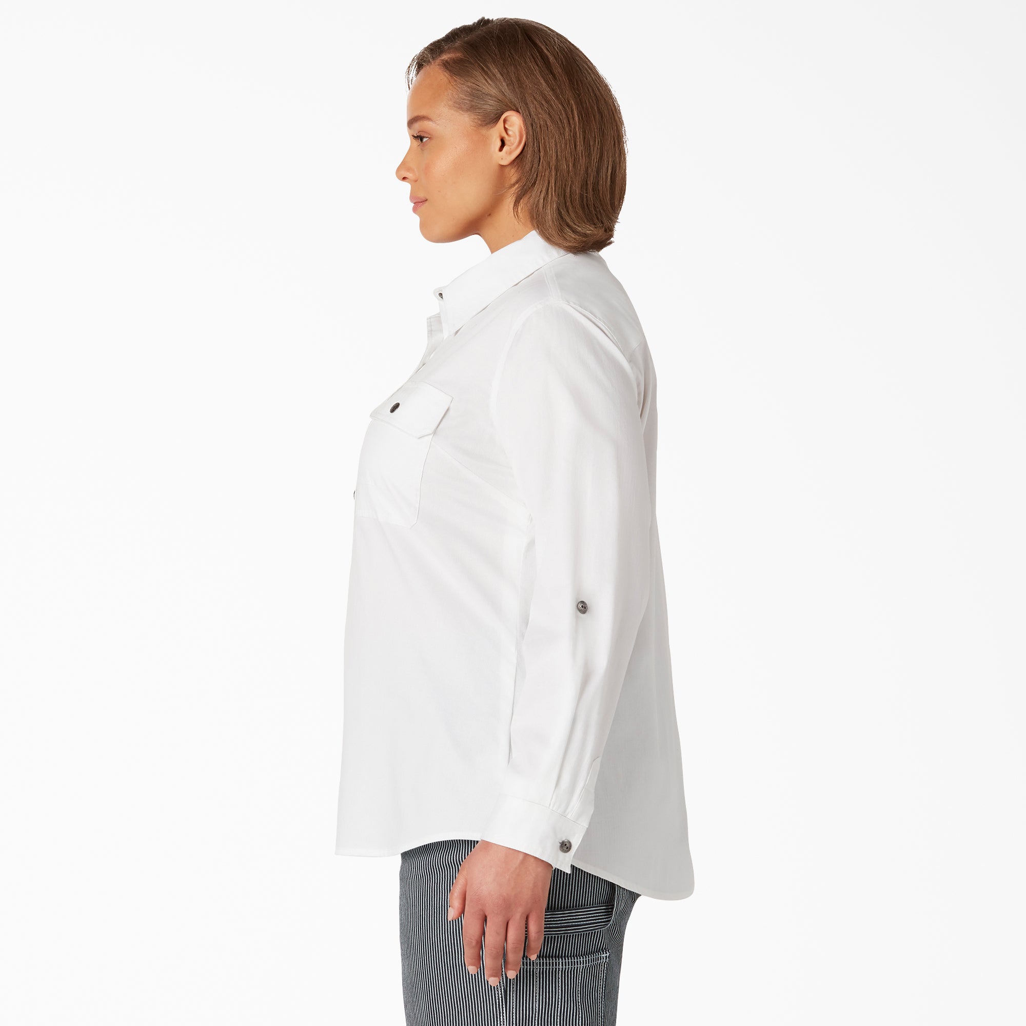 Women's Plus Long Sleeve Roll-Tab Work Shirt